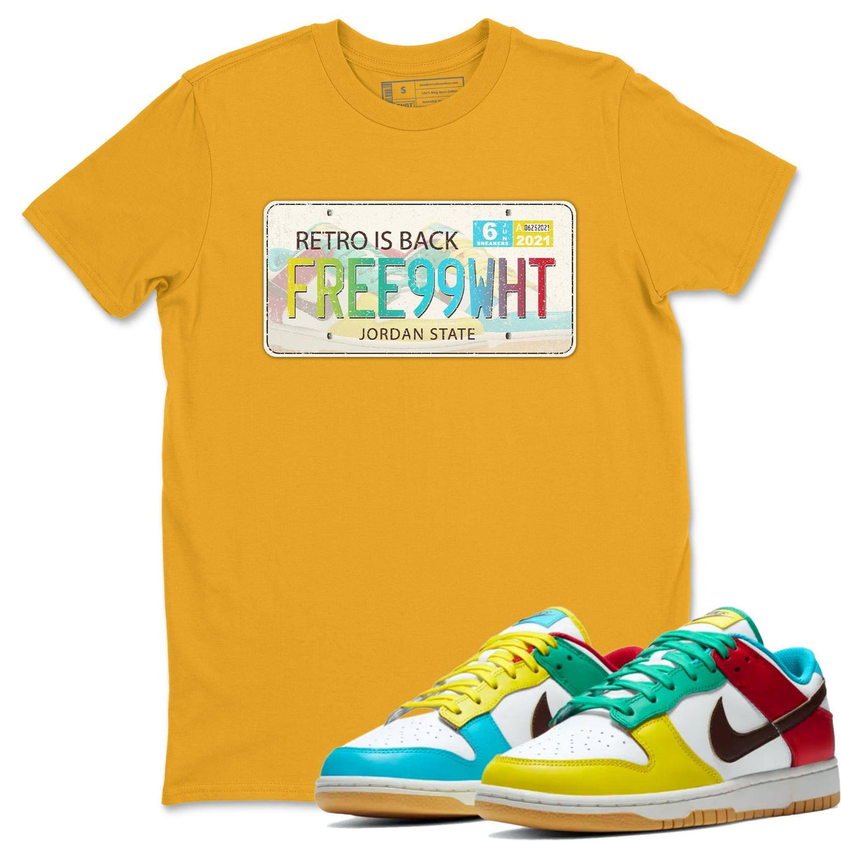 Dunk Free 99 White Sneaker Match Tees Jordan Plate Sneaker Tees Dunk Free 99 White Jordan to match sneaker T-Shirt Crew Neck Shirts