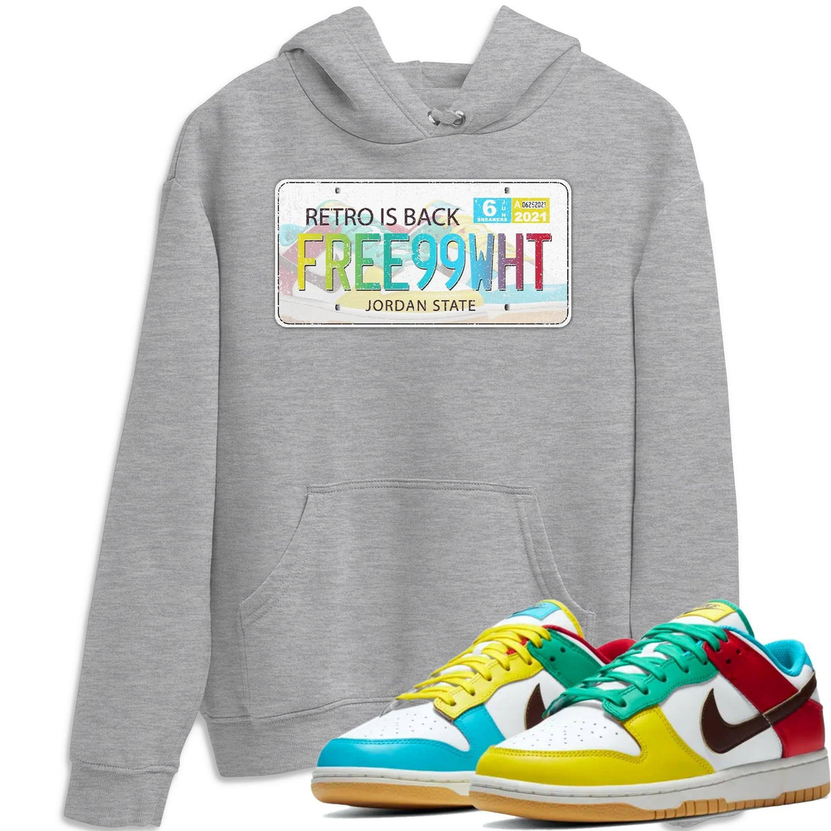 Dunk Free 99 White Sneaker Match Tees Jordan Plate Sneaker Tees Dunk Free 99 White Jordan to match sneaker T-Shirt Crew Neck Shirts