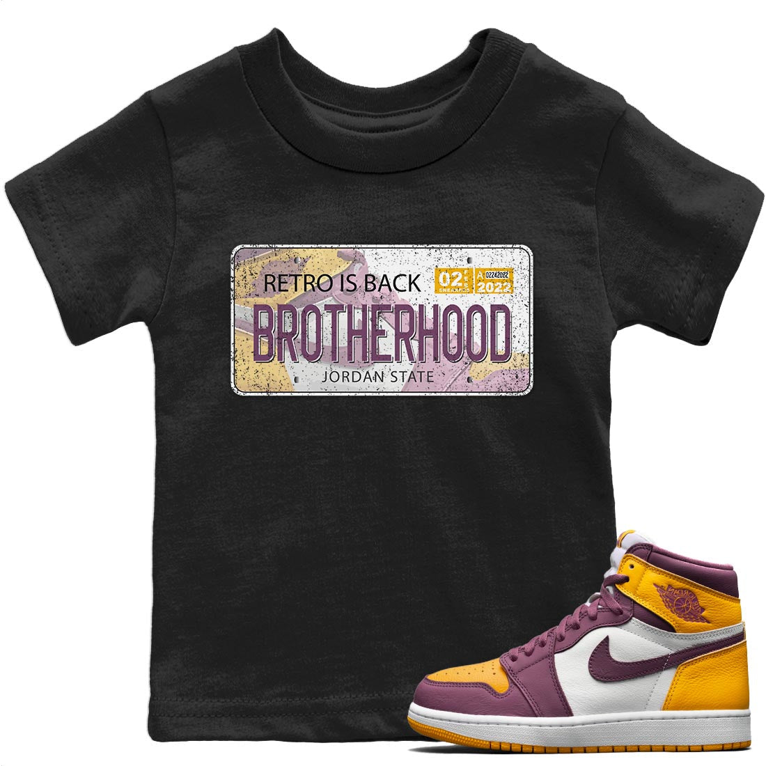 Jordan 1 Brotherhood Sneaker Matching T-Shirt Jordan Plate Sneaker Tees Jordan 1 Brotherhood Sneaker Release Tees Kids Shirts
