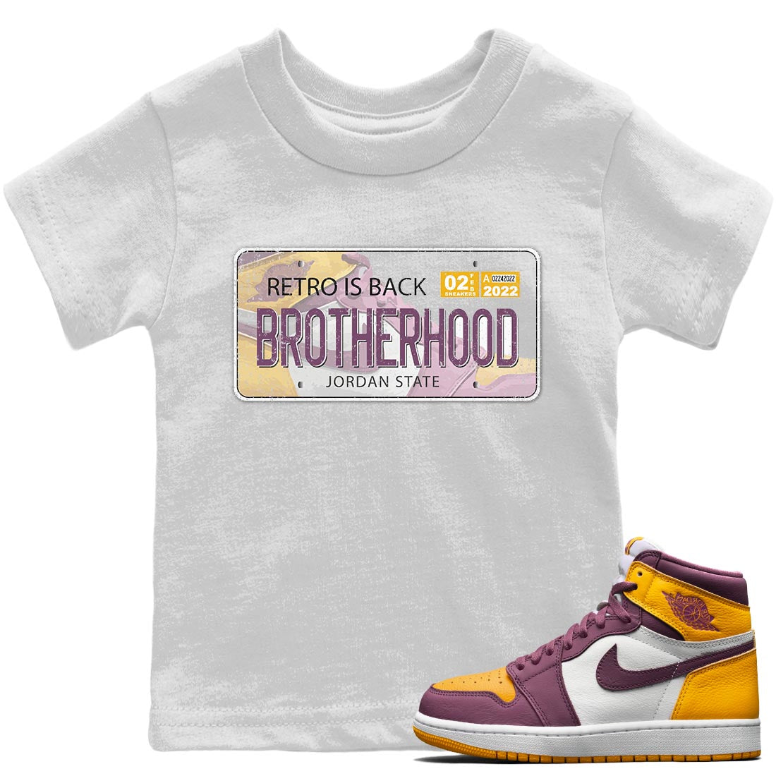 Jordan 1 Brotherhood Sneaker Matching T-Shirt Jordan Plate Sneaker Tees Jordan 1 Brotherhood Sneaker Release Tees Kids Shirts