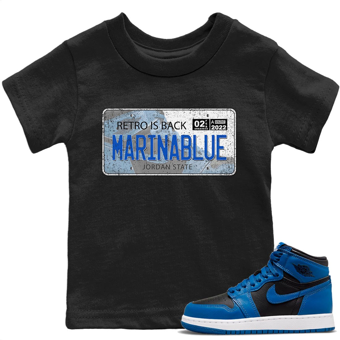 Jordan 1 Dark Marina Blue Sneaker Matching T-Shirt Jordan Plate Sneaker Tees Jordan 1 Dark Marina Blue Sneaker Release Tees Kids Shirts