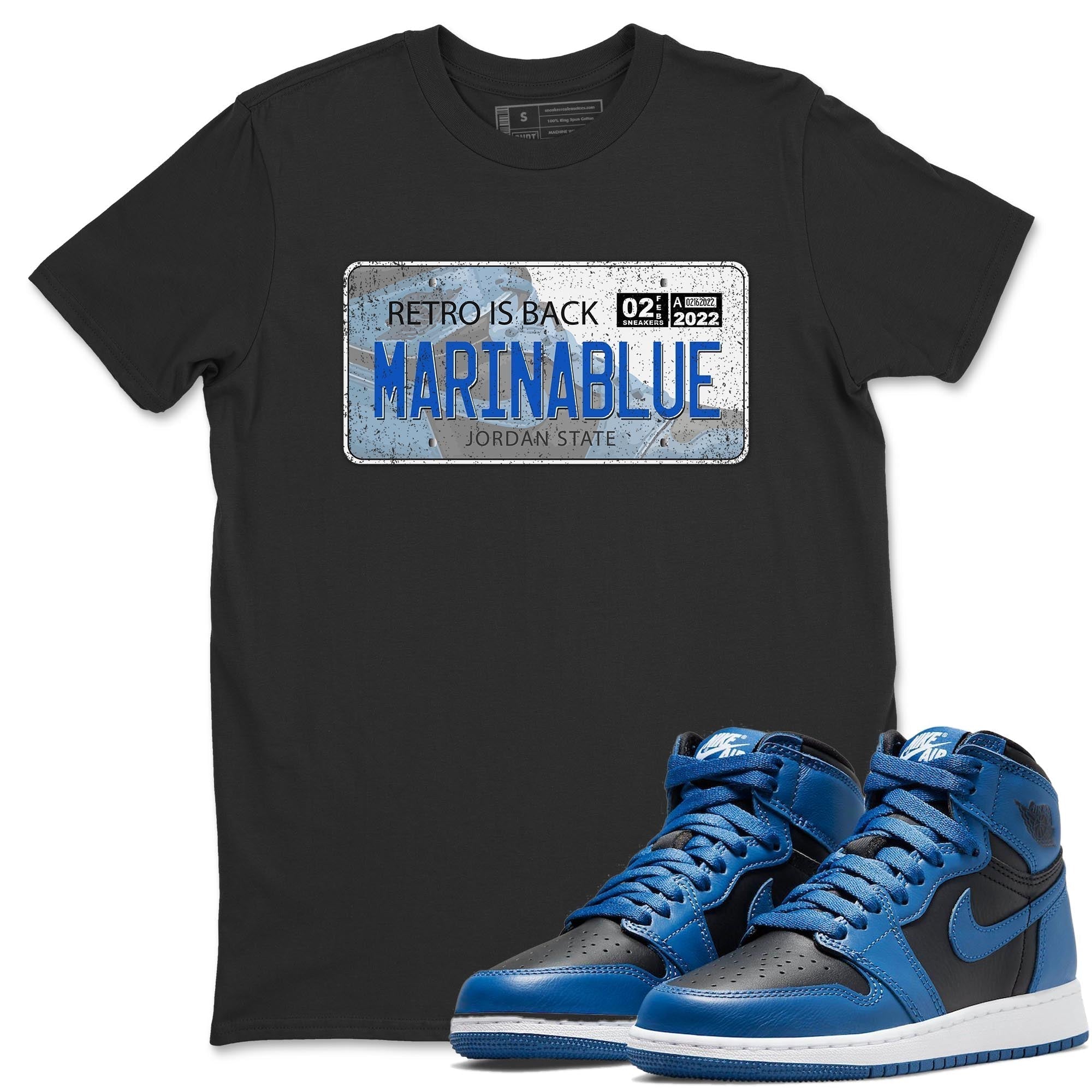 Jordan 1 Dark Marina Blue Sneaker Matching T-Shirt Jordan Plate Sneaker Tees Jordan 1 Dark Marina Blue Sneaker Release Tees Crew Neck Tees