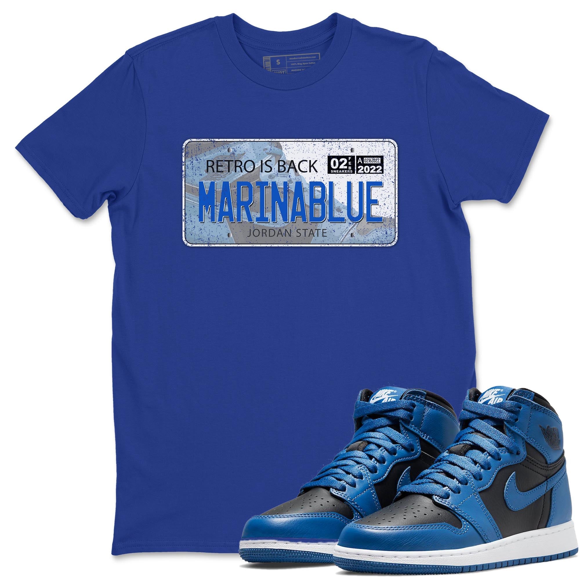 Jordan 1 Dark Marina Blue Sneaker Matching T-Shirt Jordan Plate Sneaker Tees Jordan 1 Dark Marina Blue Sneaker Release Tees Crew Neck Tees