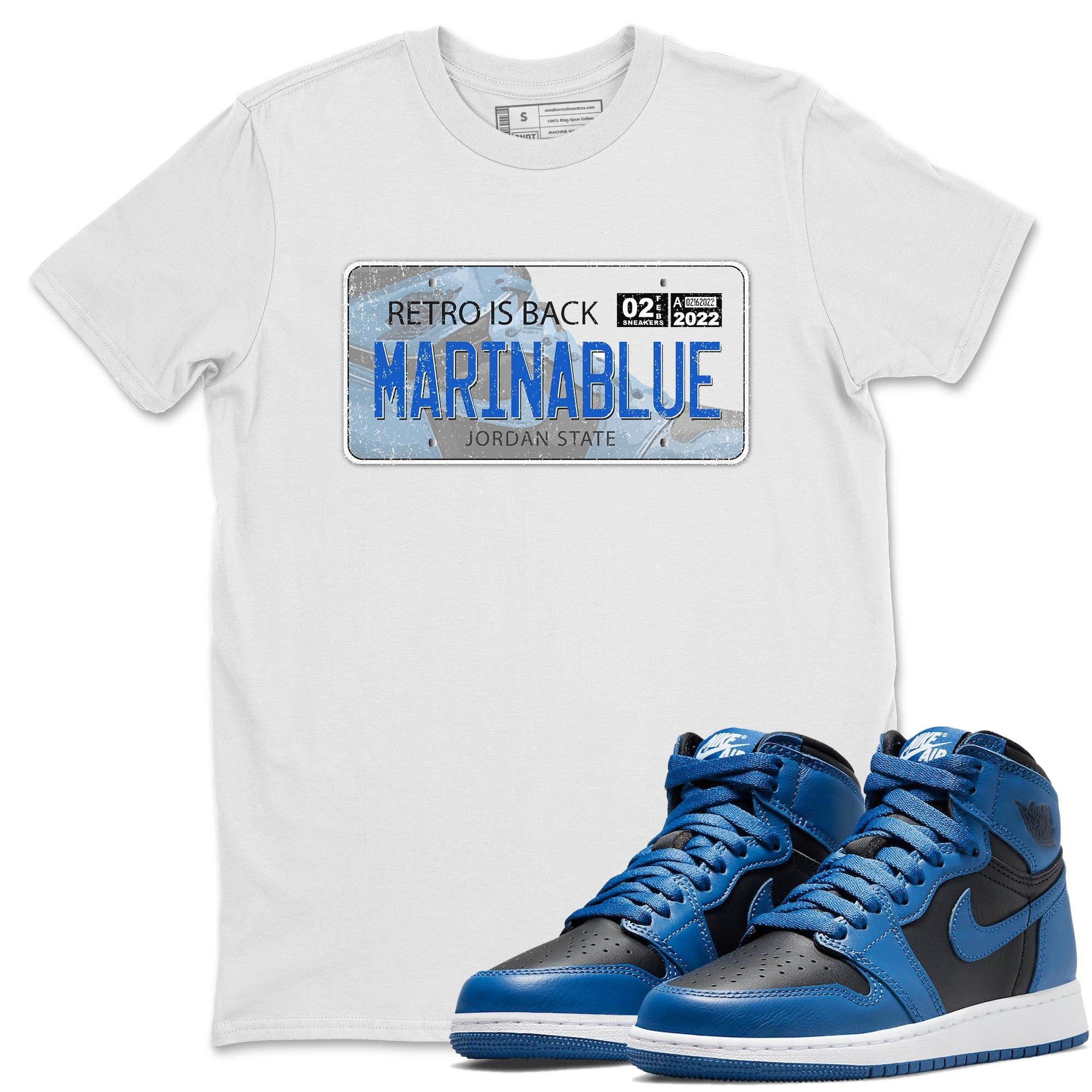 Jordan 1 Dark Marina Blue Sneaker Matching T-Shirt Jordan Plate Sneaker Tees Jordan 1 Dark Marina Blue Sneaker Release Tees Crew Neck Tees