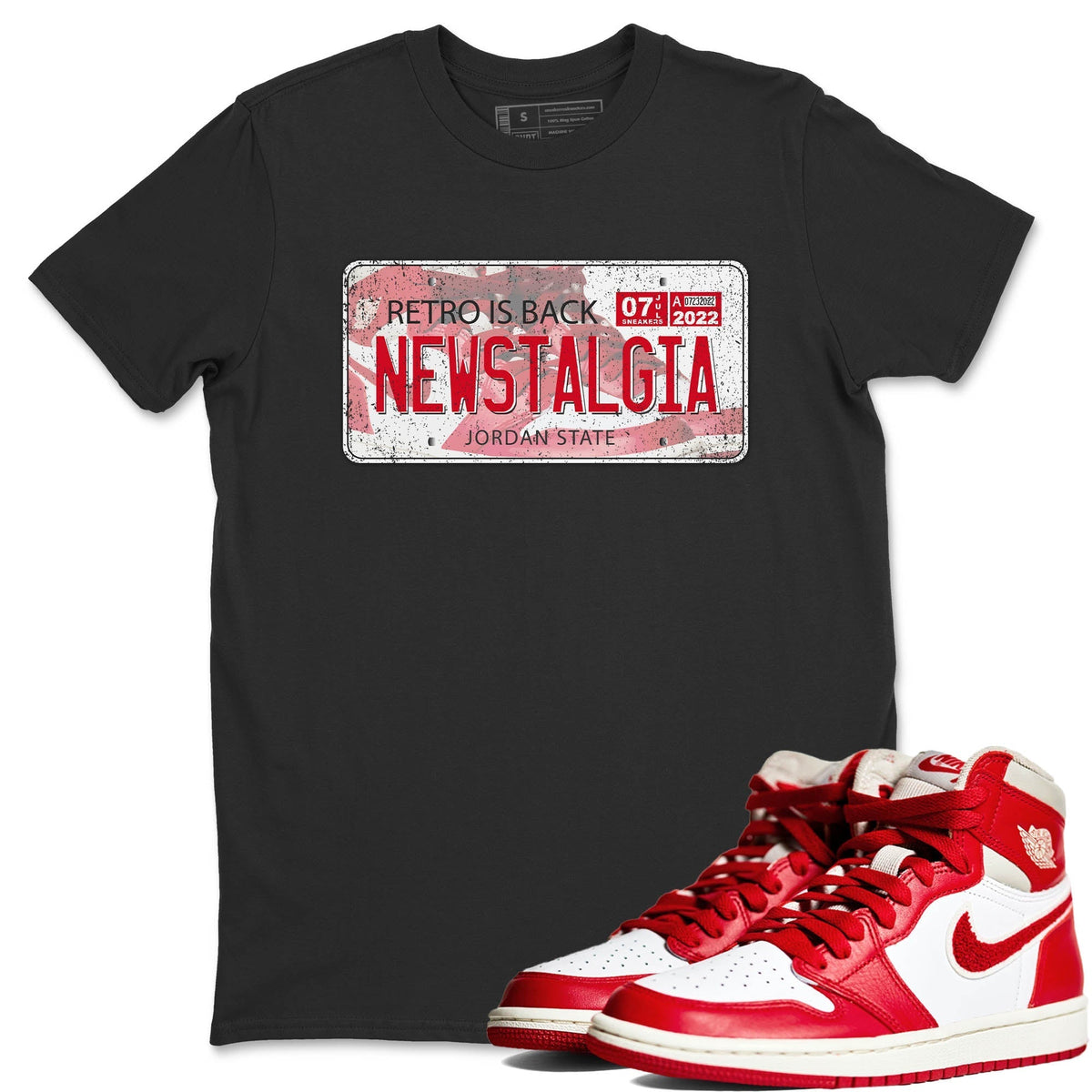 Jordan 1 Newstalgia Sneaker Matching T-Shirt Jordan Plate Sneaker Tees Jordan 1 Newstalgia Sneaker Release Tees Crew Neck Tees