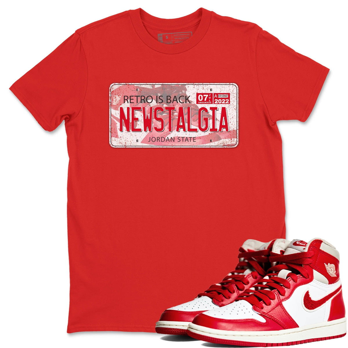 Jordan 1 Newstalgia Sneaker Matching T-Shirt Jordan Plate Sneaker Tees Jordan 1 Newstalgia Sneaker Release Tees Crew Neck Tees