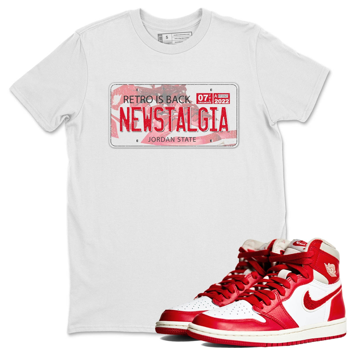 Jordan 1 Newstalgia Sneaker Matching T-Shirt Jordan Plate Sneaker Tees Jordan 1 Newstalgia Sneaker Release Tees Crew Neck Tees