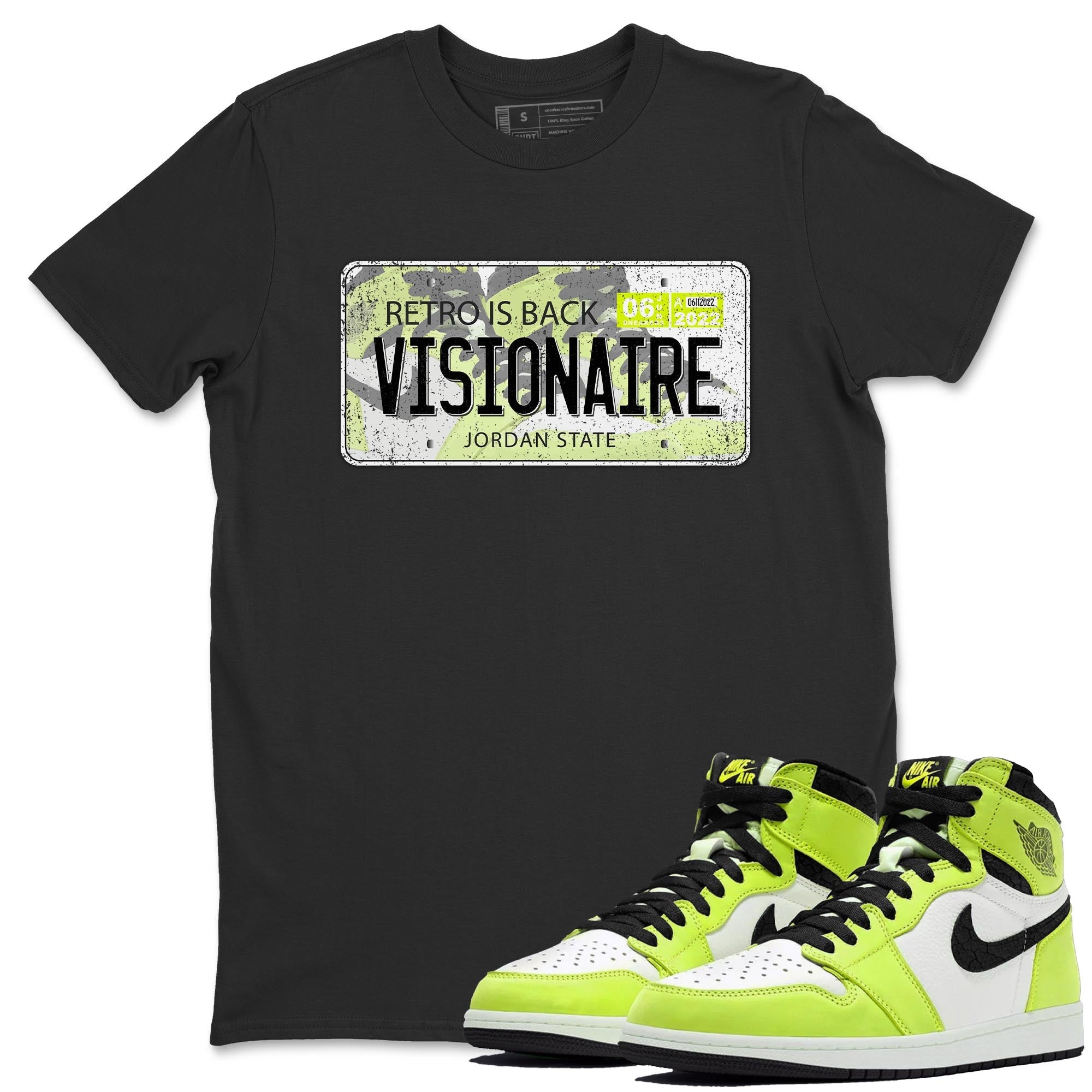 Jordan 1 Visionaire Sneaker Matching T-Shirt Jordan Plate Sneaker Tees Jordan 1 Visionaire Sneaker Release Tees Crew Neck Tees