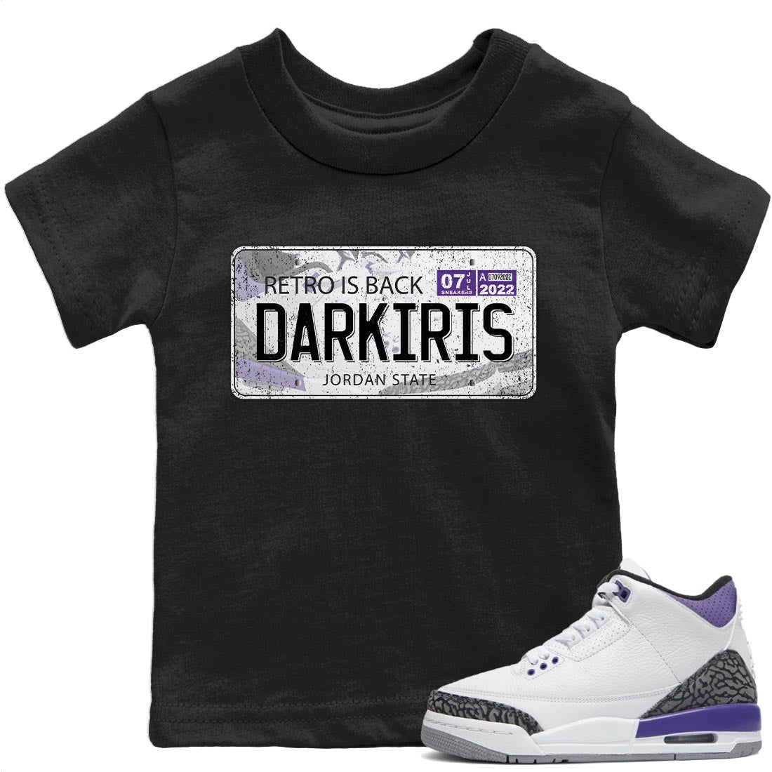 Jordan 3 Dark Iris Sneaker Matching T-Shirt Jordan Plate Sneaker Tees Jordan 3 Dark Iris Sneaker Release Tees Kids Shirts