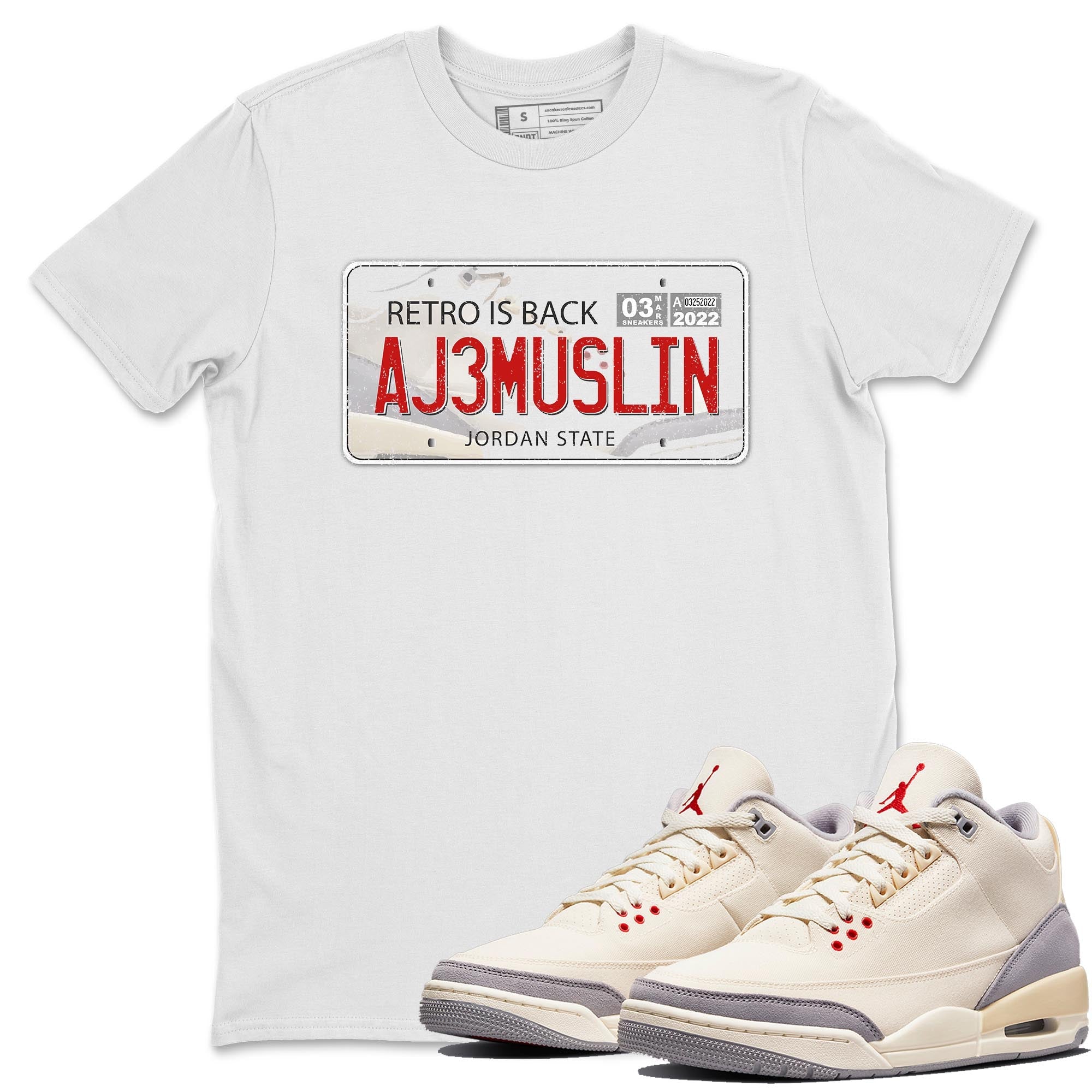 Jordan 3 Muslin Shirt To Match Jordans Jordan Plate Sneaker Tees Jordan 3 Muslin Drip Gear Zone Sneaker Matching Clothing Unisex Shirts