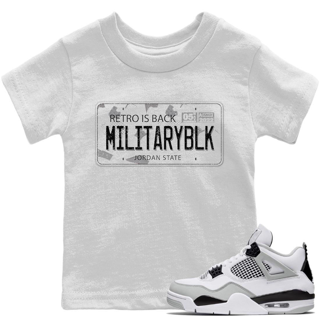 Jordan 4 Military Black Sneaker Matching T-Shirt Jordan Plate Sneaker Tees Jordan 4 Military Black Sneaker Release Tees Kids Shirts