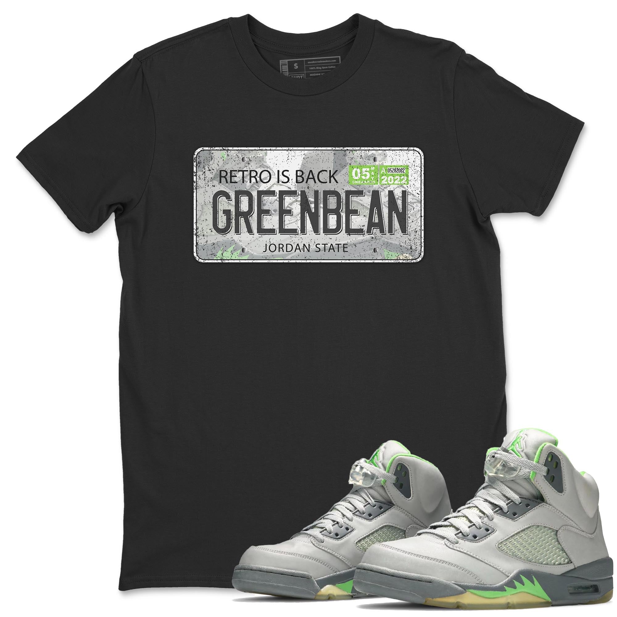 Jordan 5 Green Bean Sneaker Matching T-Shirt Jordan Plate Sneaker Tees Jordan 5 Green Bean Sneaker Release Tees Crew Neck Tees