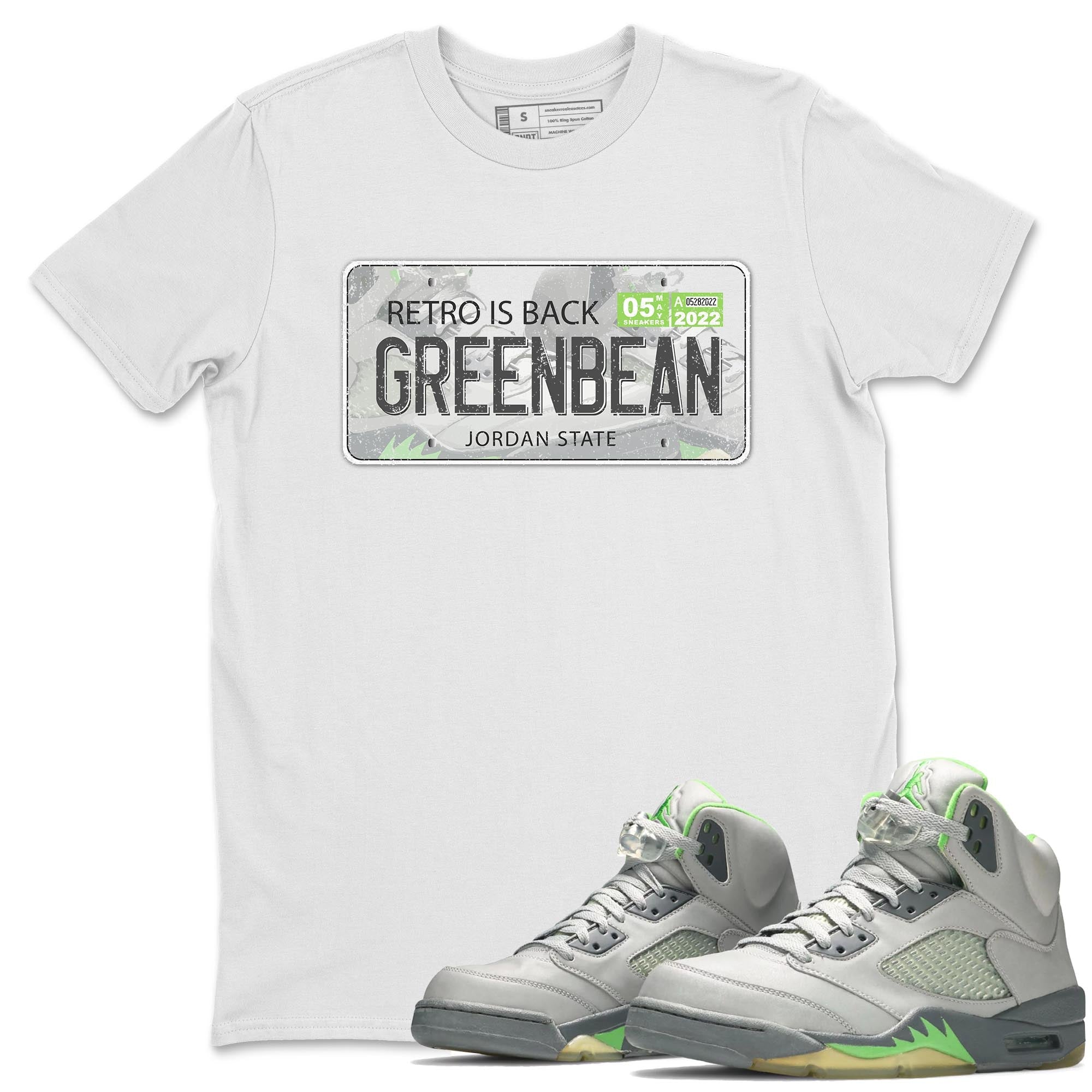 Jordan 5 Green Bean Sneaker Matching T-Shirt Jordan Plate Sneaker Tees Jordan 5 Green Bean Sneaker Release Tees Crew Neck Tees