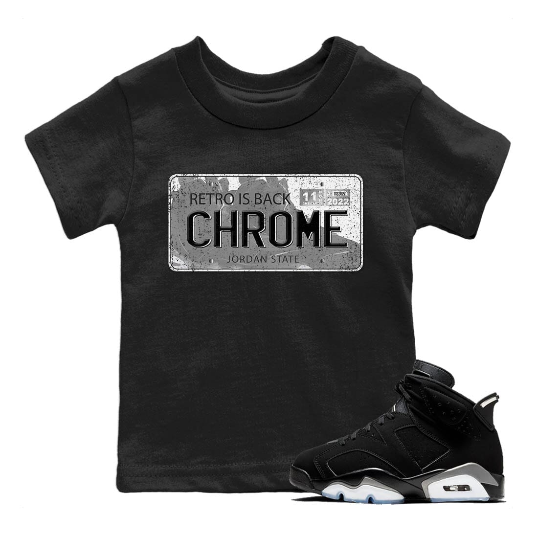 Jordan 6 Chrome Sneaker Matching T-Shirt Jordan Plate Sneaker Tees Jordan 6 Chrome Sneaker Release Tees Kids Shirts