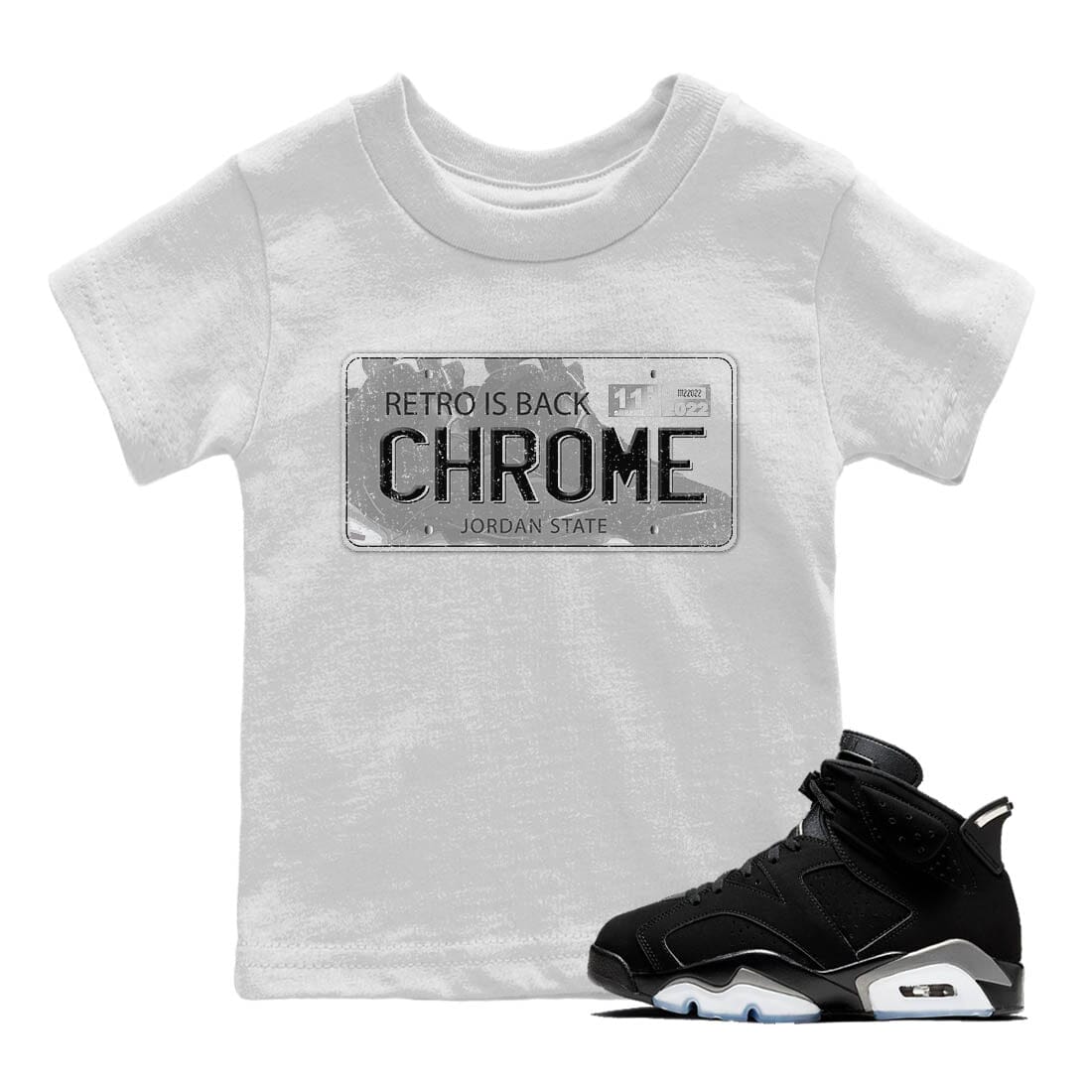 Jordan 6 Chrome Sneaker Matching T-Shirt Jordan Plate Sneaker Tees Jordan 6 Chrome Sneaker Release Tees Kids Shirts