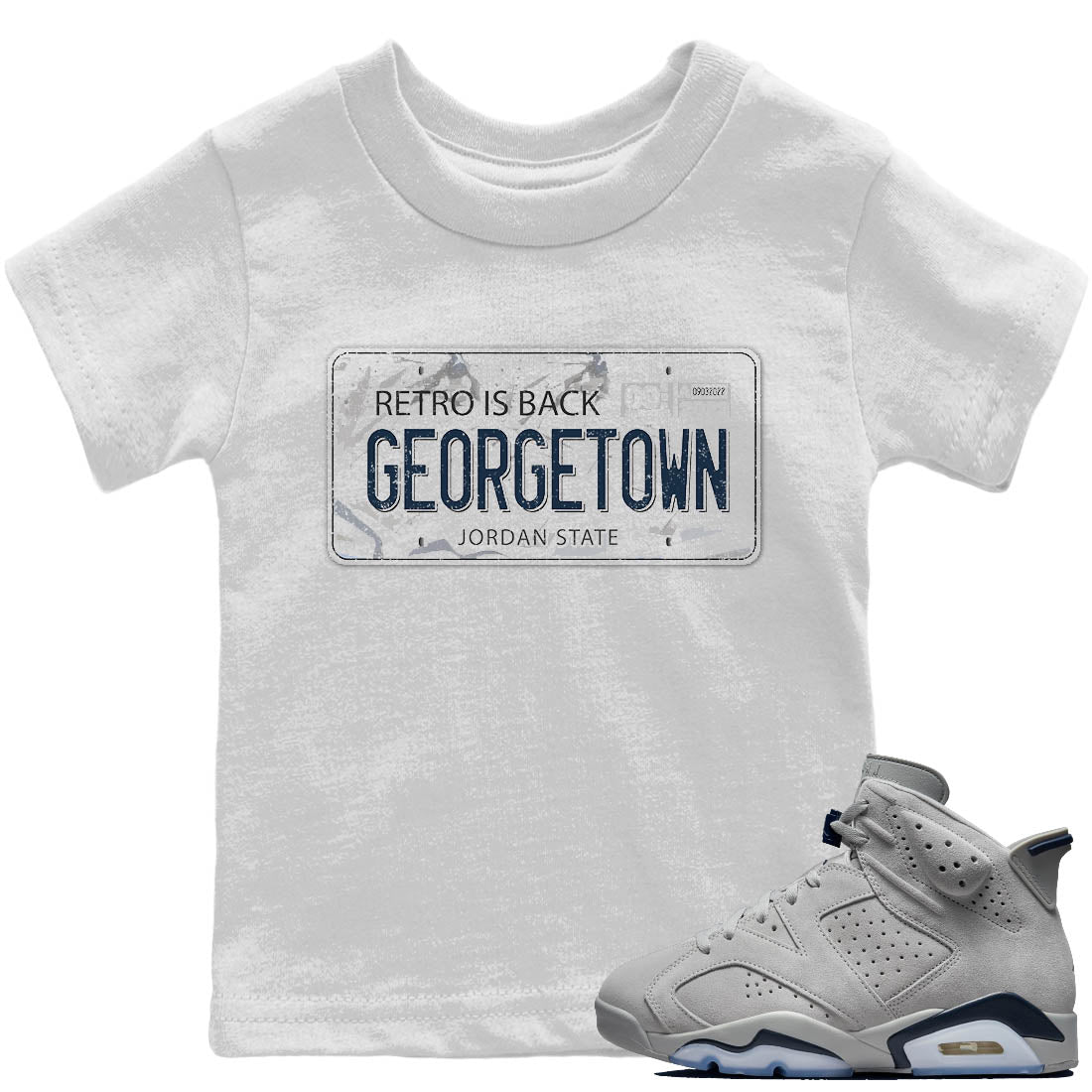 Jordan 6 Georgetown Sneaker Matching T-Shirt Jordan Plate Sneaker Tees Jordan 6 Georgetown Sneaker Release Tees Kids Shirts