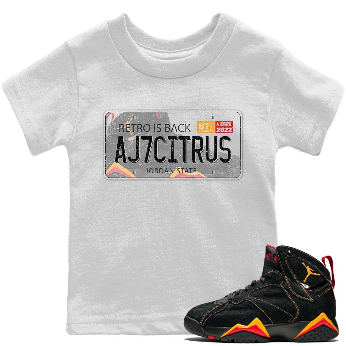 Jordan 7 Citrus Shirt To Match Jordans Jordan Plate Sneaker Tees Jordan 7 Citrus Drip Gear Zone Sneaker Matching Clothing Kids Shirts