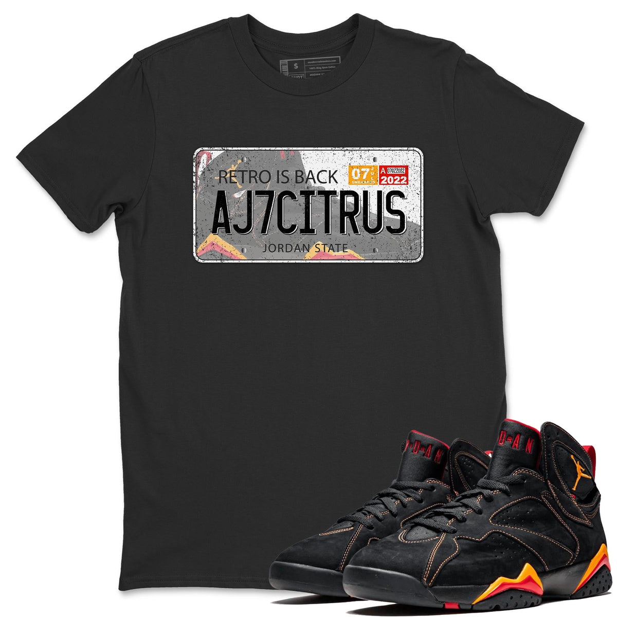 Jordan 7 Citrus Shirt To Match Jordans Jordan Plate Sneaker Tees Jordan 7 Citrus Drip Gear Zone Sneaker Matching Clothing Unisex Shirts