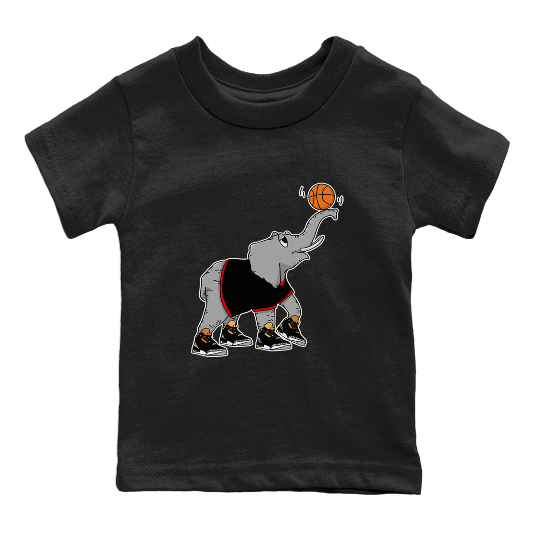 Jordan 3 Black Gold Sneaker Matching T-Shirt Juggling Elephant Sneaker Tees Jordan 3 Black Gold Sneaker Release Tees Kids Shirts
