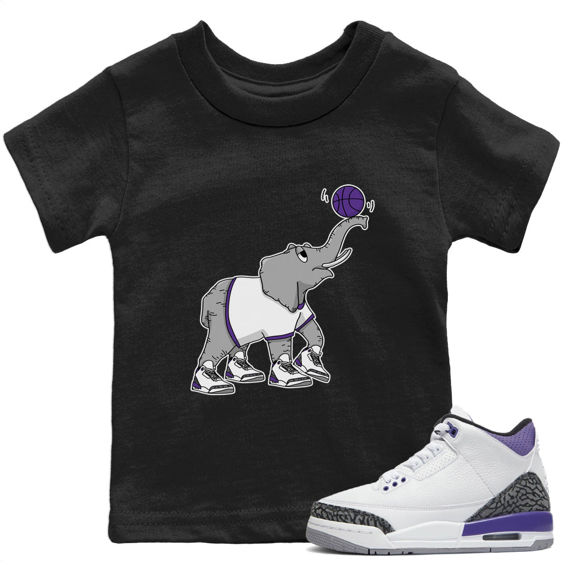 Jordan 3 Dark Iris Sneaker Matching T-Shirt Juggling Elephant Sneaker Tees Jordan 3 Dark Iris Sneaker Release Tees Kids Shirts
