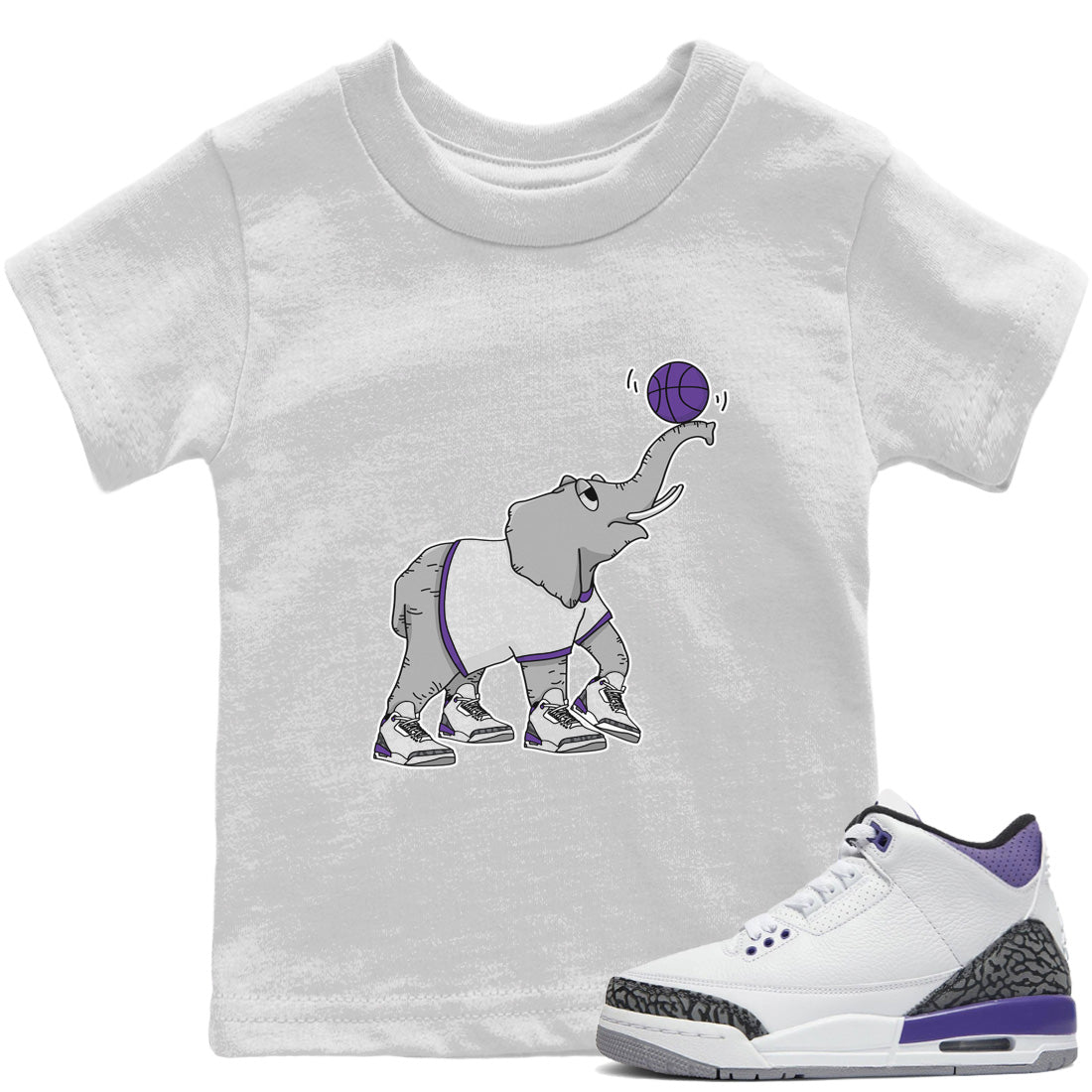 Jordan 3 Dark Iris Sneaker Matching T-Shirt Juggling Elephant Sneaker Tees Jordan 3 Dark Iris Sneaker Release Tees Kids Shirts