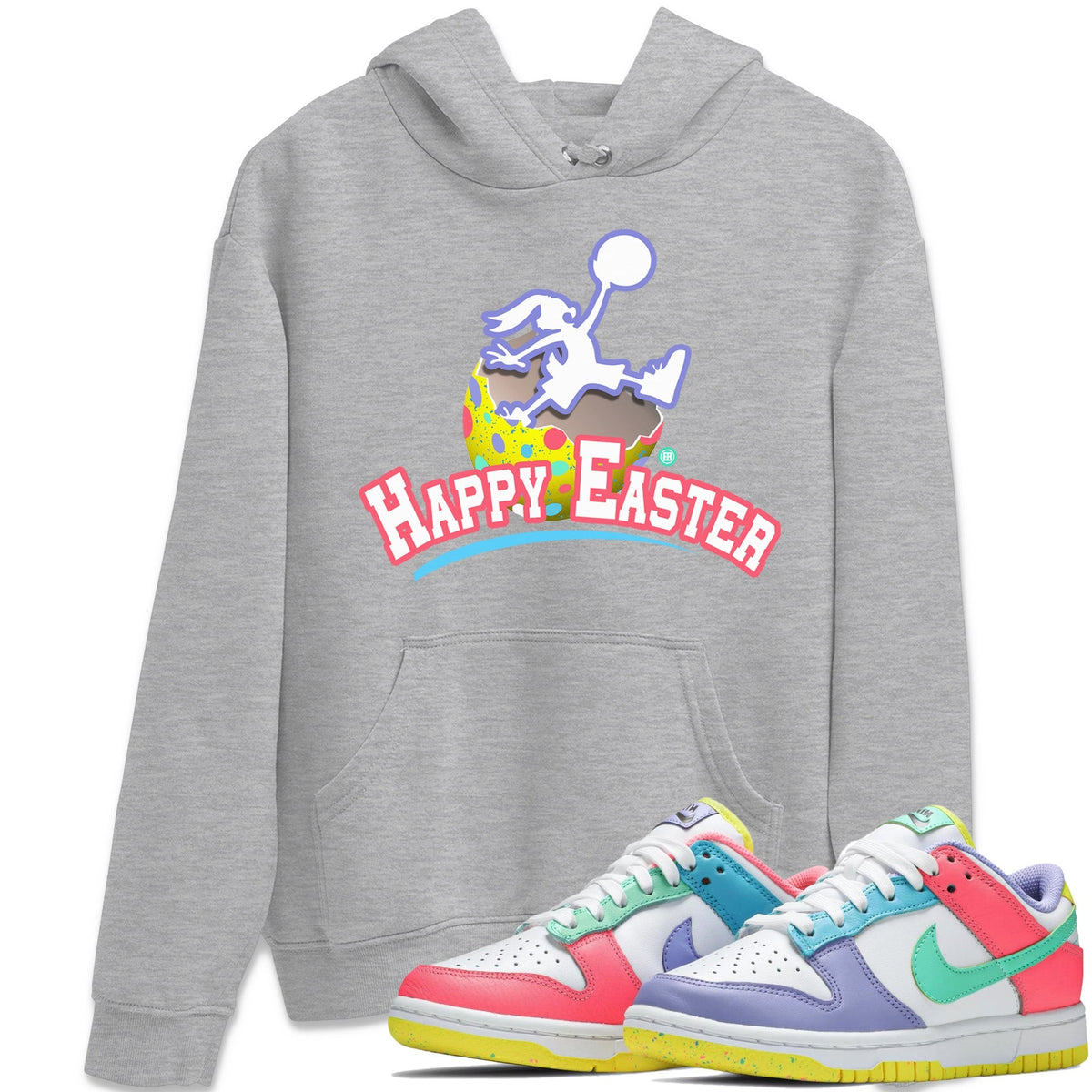 Dunk Easter Candy Sneaker Match Tees Jumpman Bunny Streetwear Sneaker Shirt Holiday Easter T-Shirt Sneaker Release Tees Unisex Shirts Heather Grey 1