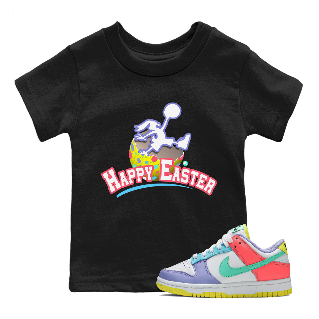Dunk Easter Candy Sneaker Match Tees Jumpman Bunny Streetwear Sneaker Shirt Holiday Easter T-Shirt Sneaker Release Tees Kids Shirts Black 1