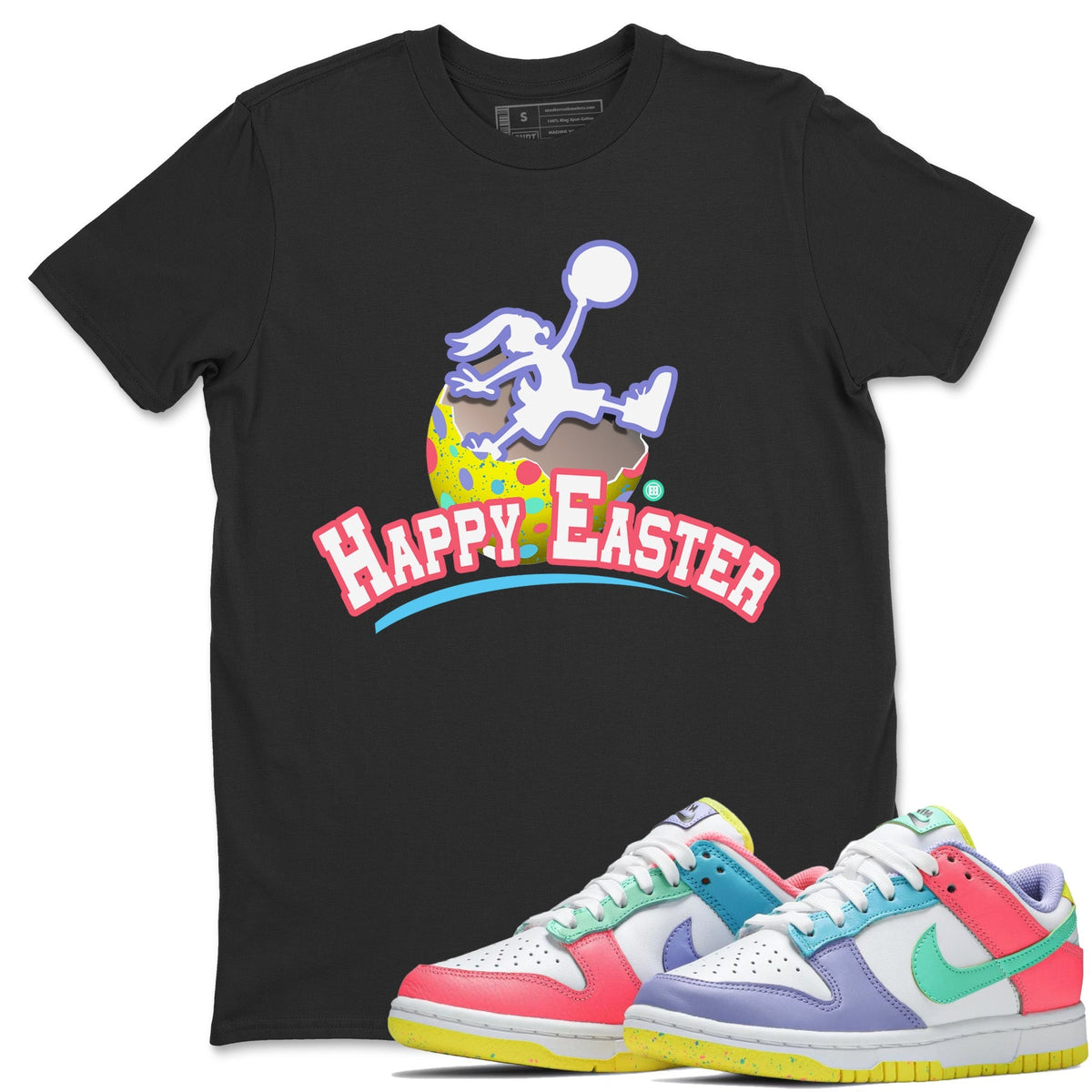 Dunk Easter Candy Sneaker Match Tees Jumpman Bunny Streetwear Sneaker Shirt Holiday Easter T-Shirt Sneaker Release Tees Unisex Shirts Black 1