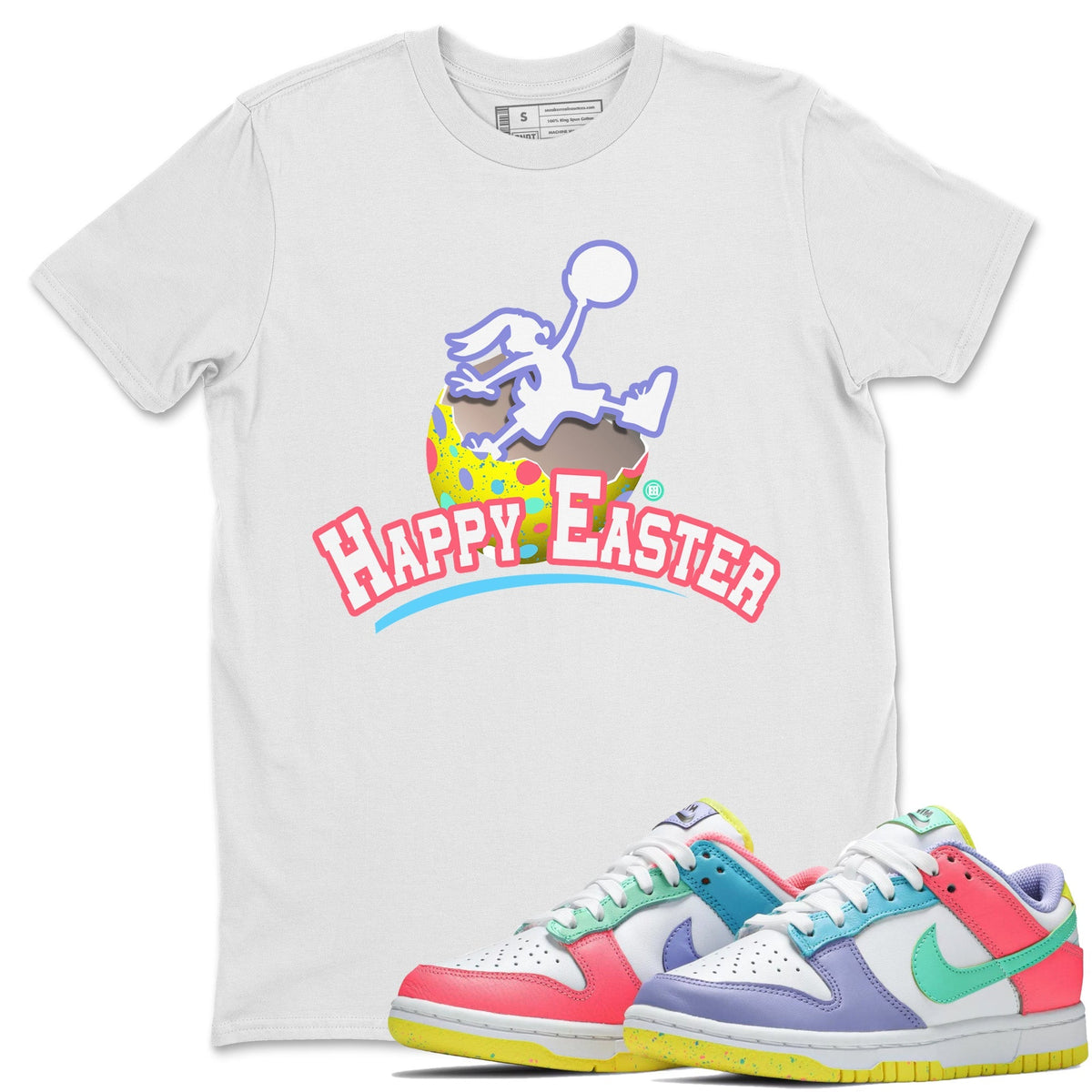 Dunk Easter Candy Sneaker Match Tees Jumpman Bunny Streetwear Sneaker Shirt Holiday Easter T-Shirt Sneaker Release Tees Unisex Shirts White 1