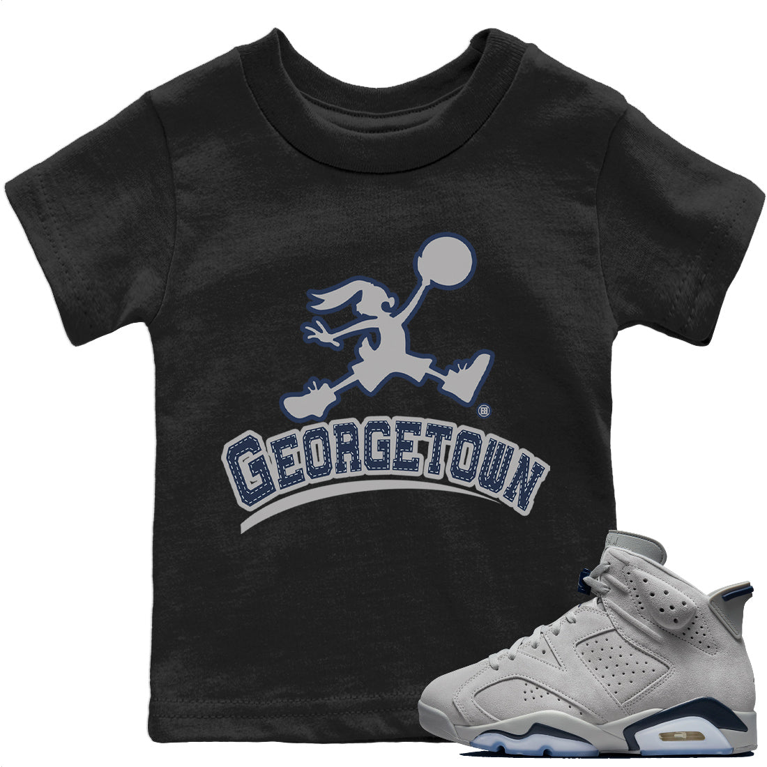 Jordan 6 Georgetown Sneaker Matching T-Shirt Jumpman Bunny Sneaker Tees Jordan 6 Georgetown Sneaker Release Tees Kids Shirts