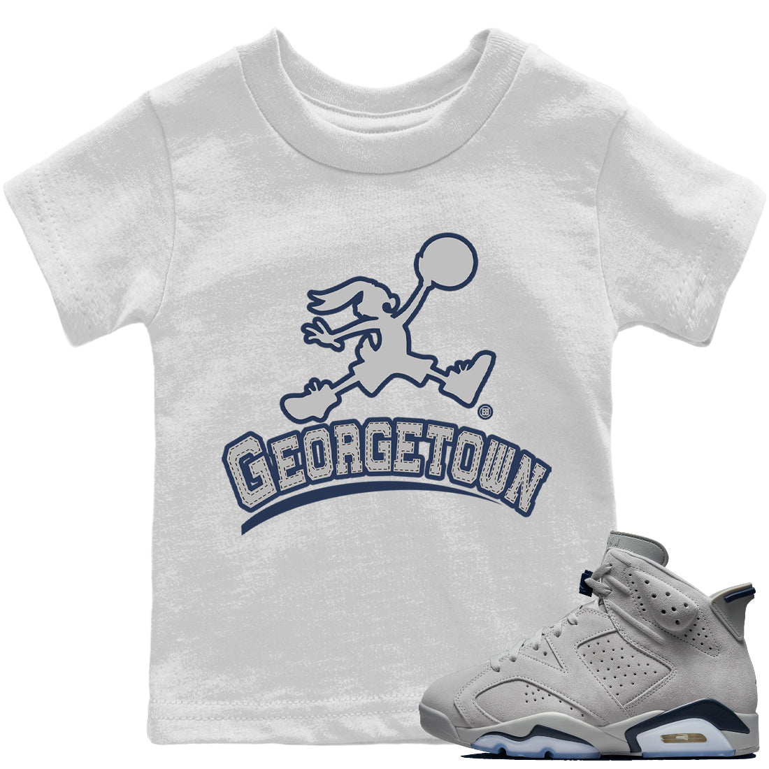 Jordan 6 Georgetown Sneaker Matching T-Shirt Jumpman Bunny Sneaker Tees Jordan 6 Georgetown Sneaker Release Tees Kids Shirts