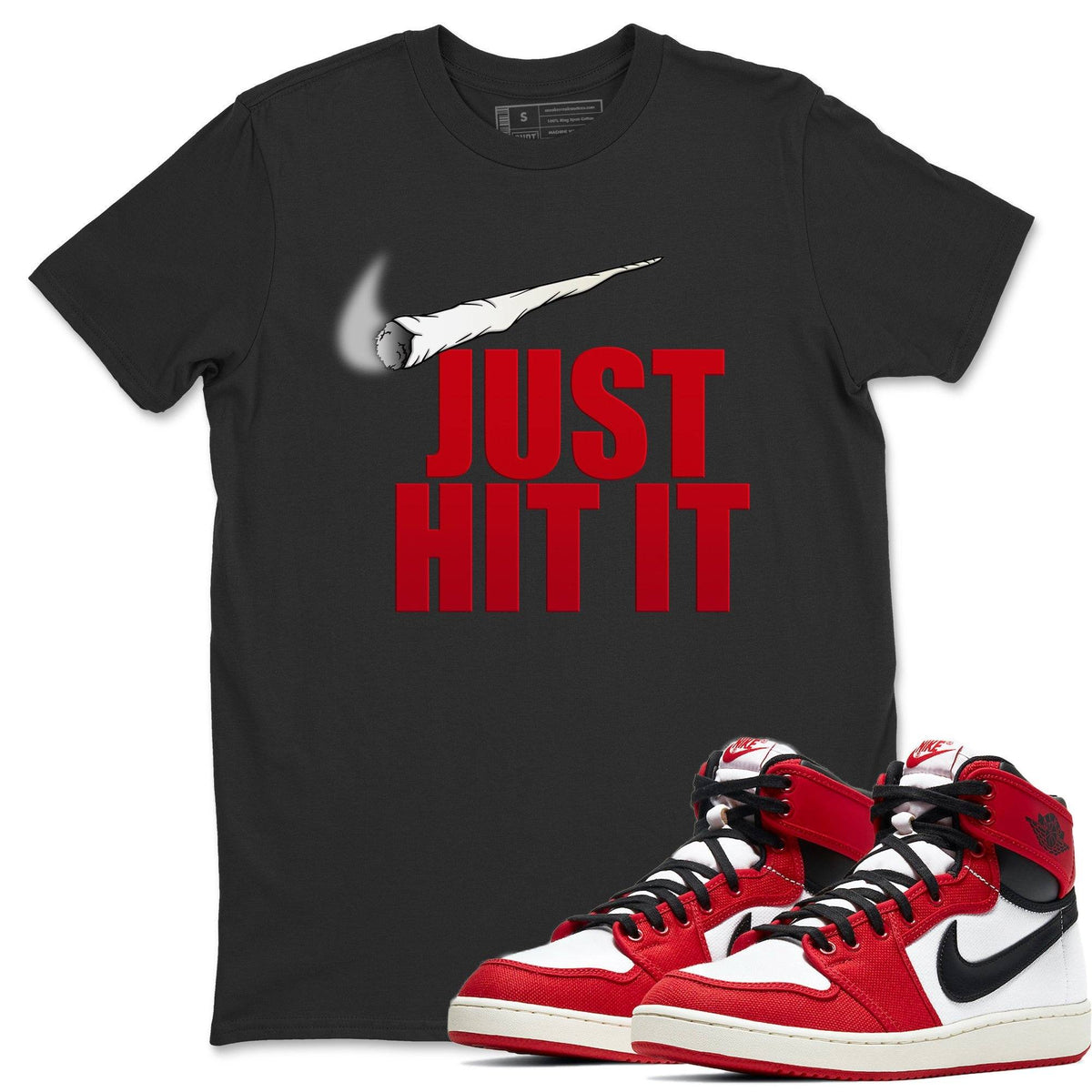 Jordan 1 Chicago Sneaker Matching T-Shirt Just Hit It Sneaker Tees Jordan 1 Chicago Sneaker Release Tees Crew Neck Tees
