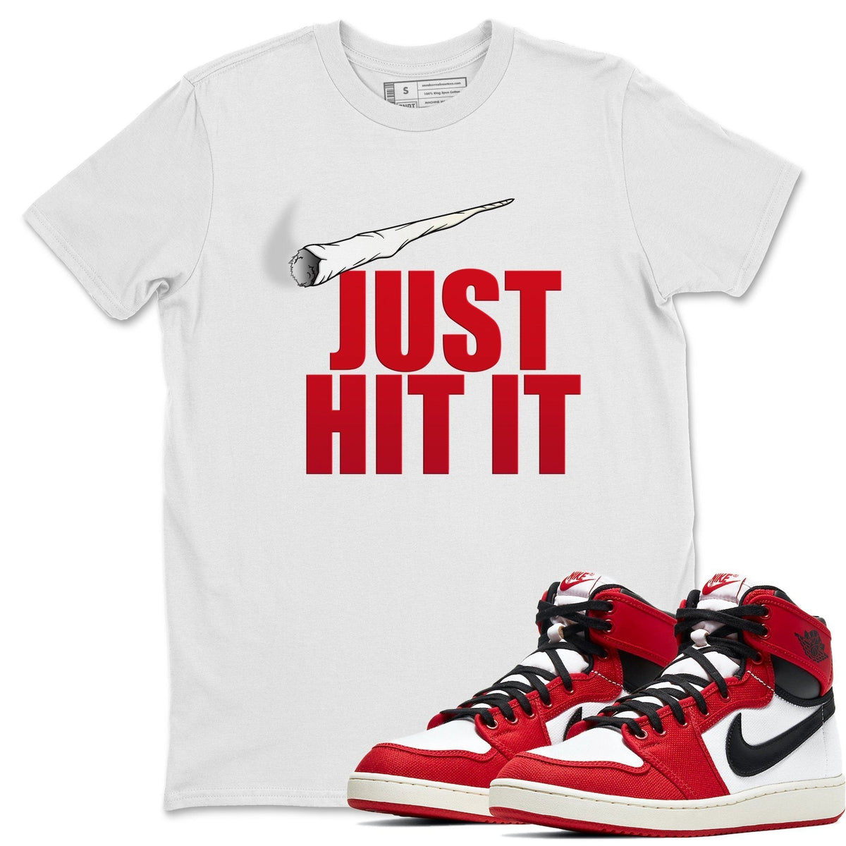 Jordan 1 Chicago Sneaker Matching T-Shirt Just Hit It Sneaker Tees Jordan 1 Chicago Sneaker Release Tees Crew Neck Tees