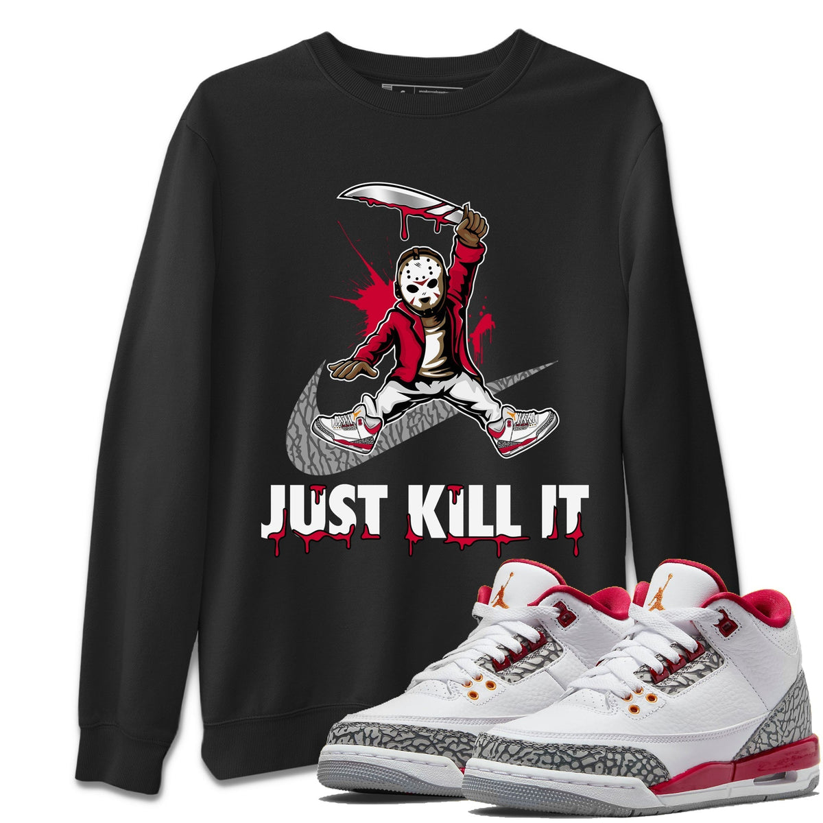 Jordan 3 Cardinal Sneaker Matching T-Shirt Just Kill It Sneaker Tees Jordan 3 Cardinal Sneaker Release Tees Crew Neck Tees