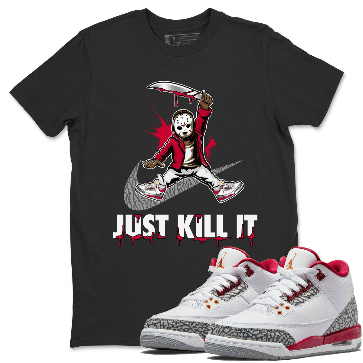 Jordan 3 Cardinal Sneaker Matching T-Shirt Just Kill It Sneaker Tees Jordan 3 Cardinal Sneaker Release Tees Crew Neck Tees