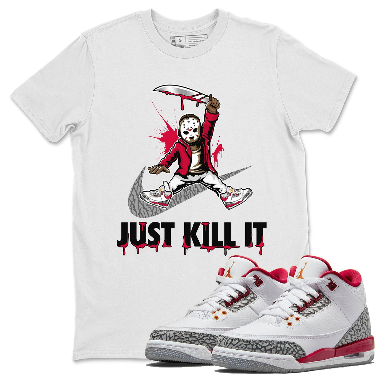 Jordan 3 Cardinal Sneaker Matching T-Shirt Just Kill It Sneaker Tees Jordan 3 Cardinal Sneaker Release Tees Crew Neck Tees