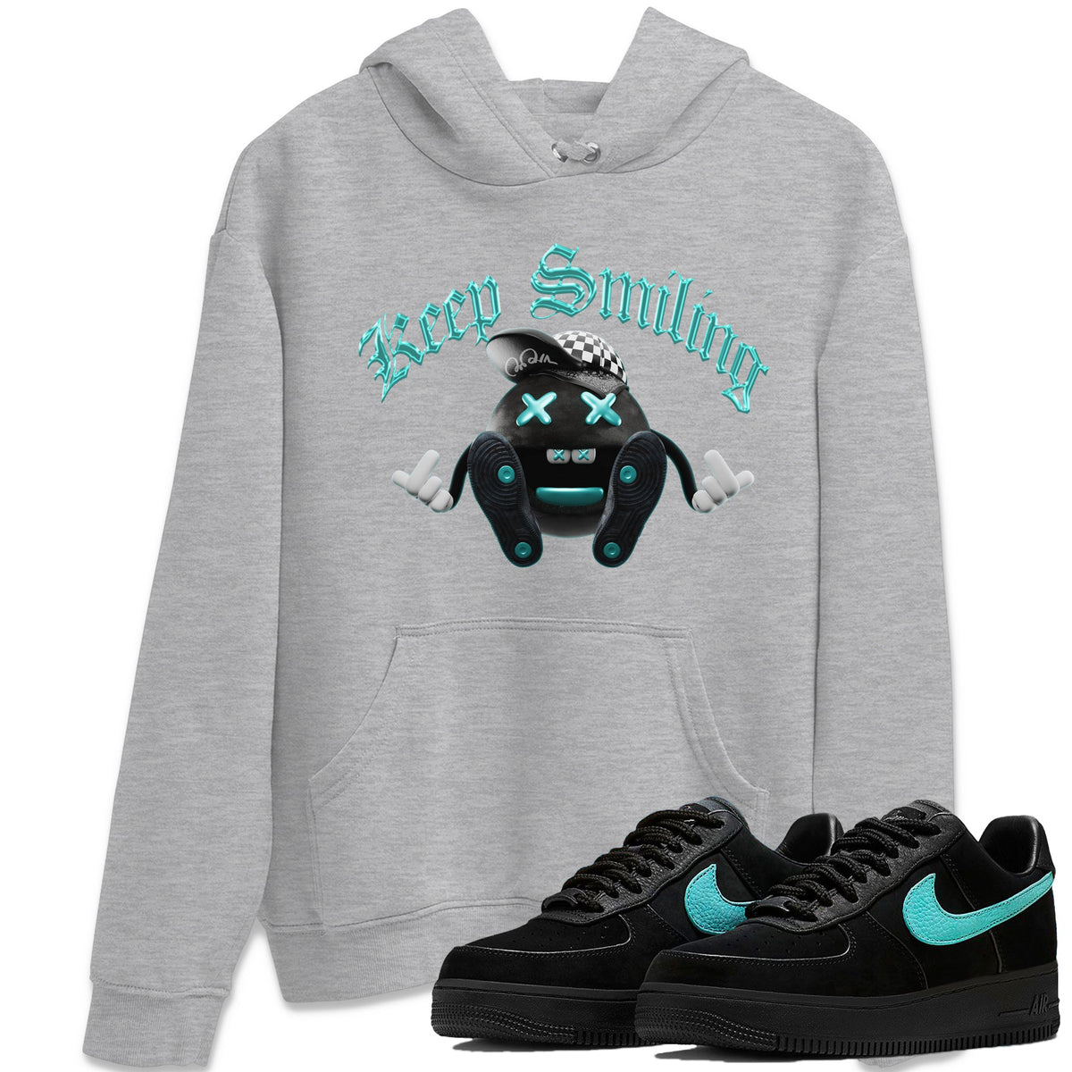 Air Force 1 Tiffany Sneaker Tees Drip Gear Zone Keep Smiling Sneaker Tees Nike Tiffany AF1Shirt Unisex Shirts Heather Grey 1