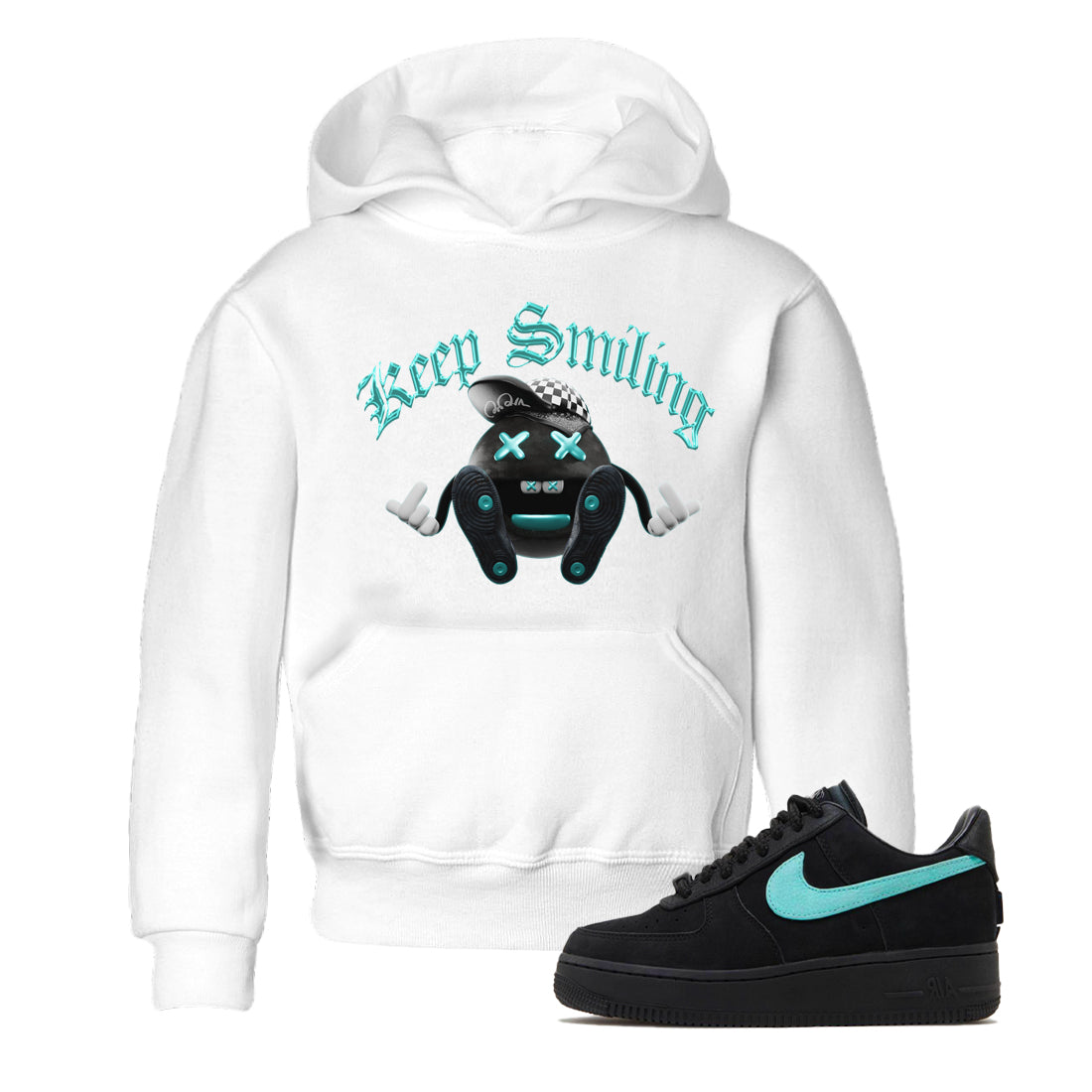 Air Force 1 Tiffany Sneaker Tees Drip Gear Zone Keep Smiling Sneaker Tees Nike Tiffany AF1Shirt Kids Shirts White 1
