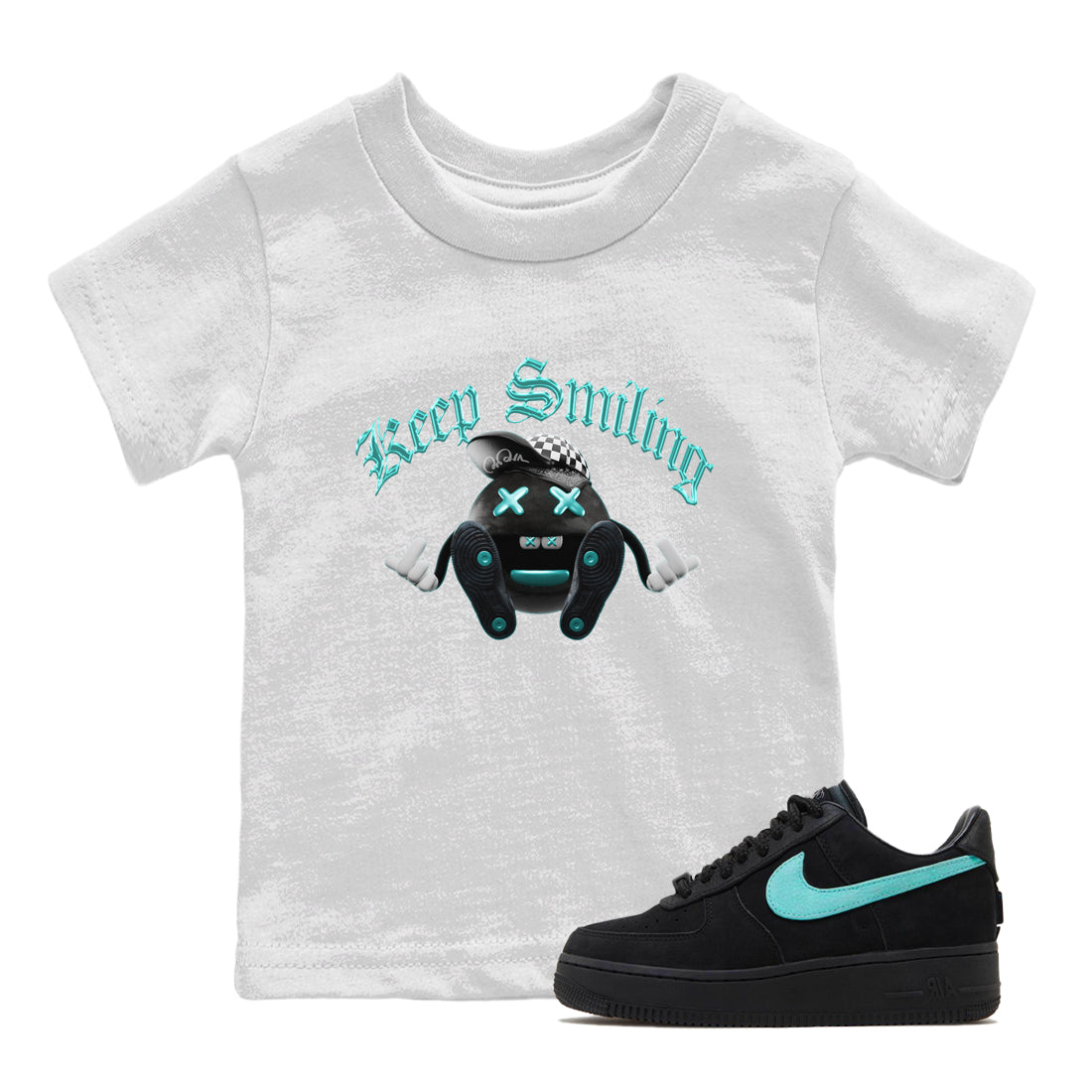 Air Force 1 Tiffany Sneaker Tees Drip Gear Zone Keep Smiling Sneaker Tees Nike Tiffany AF1Shirt Kids Shirts White 1