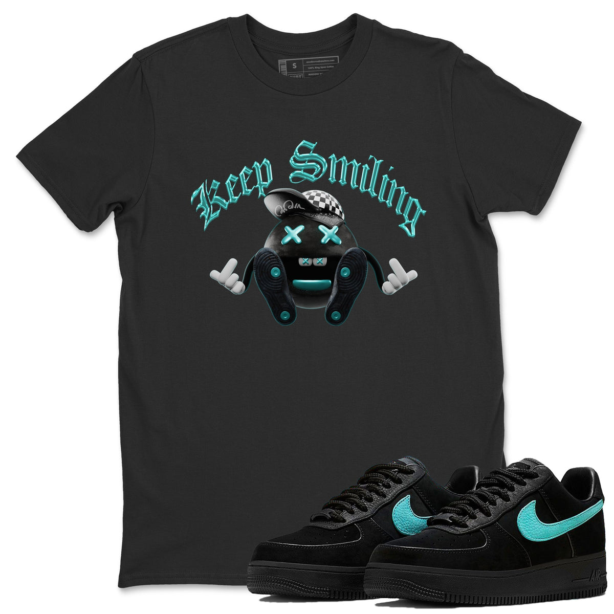 Air Force 1 Tiffany Sneaker Tees Drip Gear Zone Keep Smiling Sneaker Tees Nike Tiffany AF1Shirt Unisex Shirts Black 1