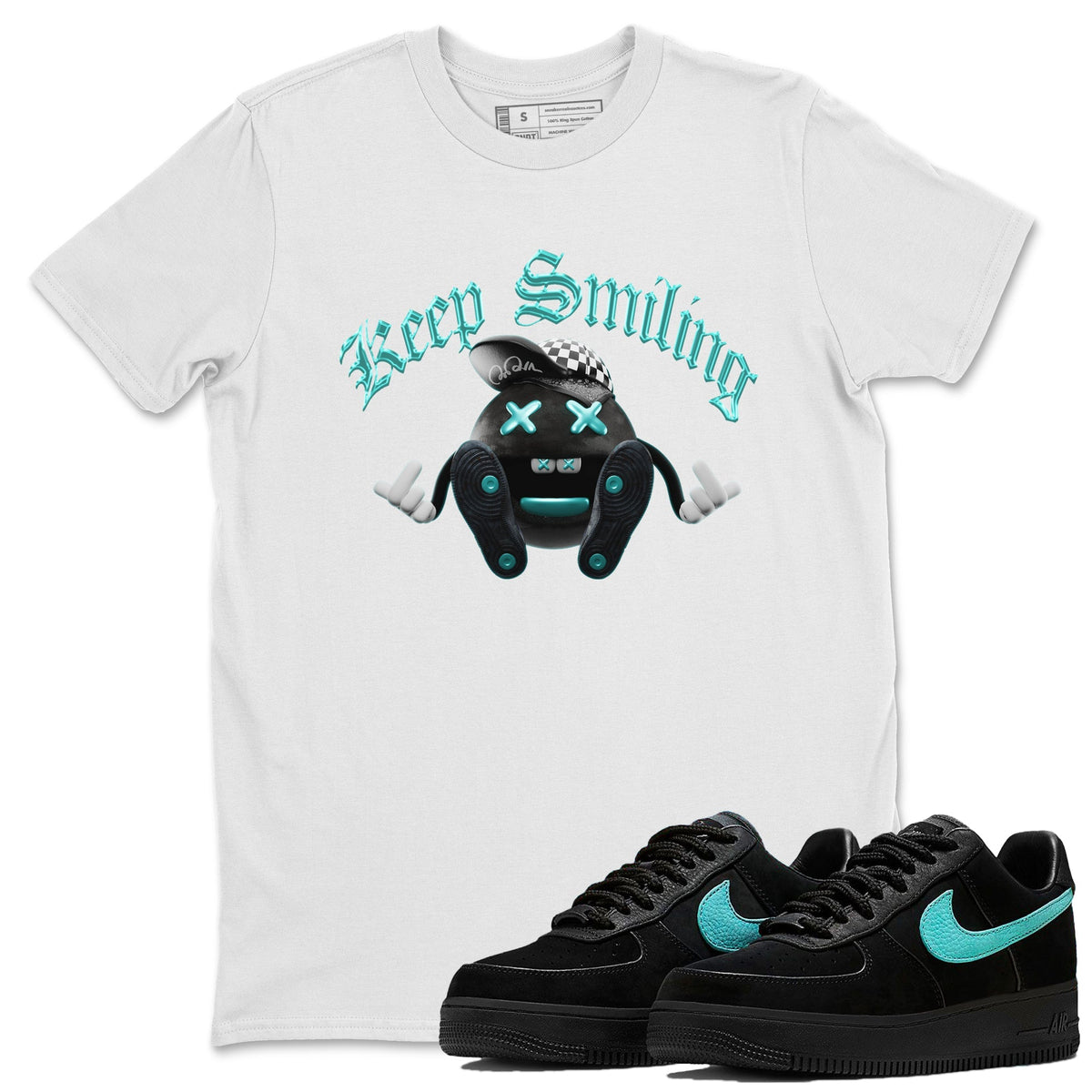 Air Force 1 Tiffany Sneaker Tees Drip Gear Zone Keep Smiling Sneaker Tees Nike Tiffany AF1Shirt Unisex Shirts White 1