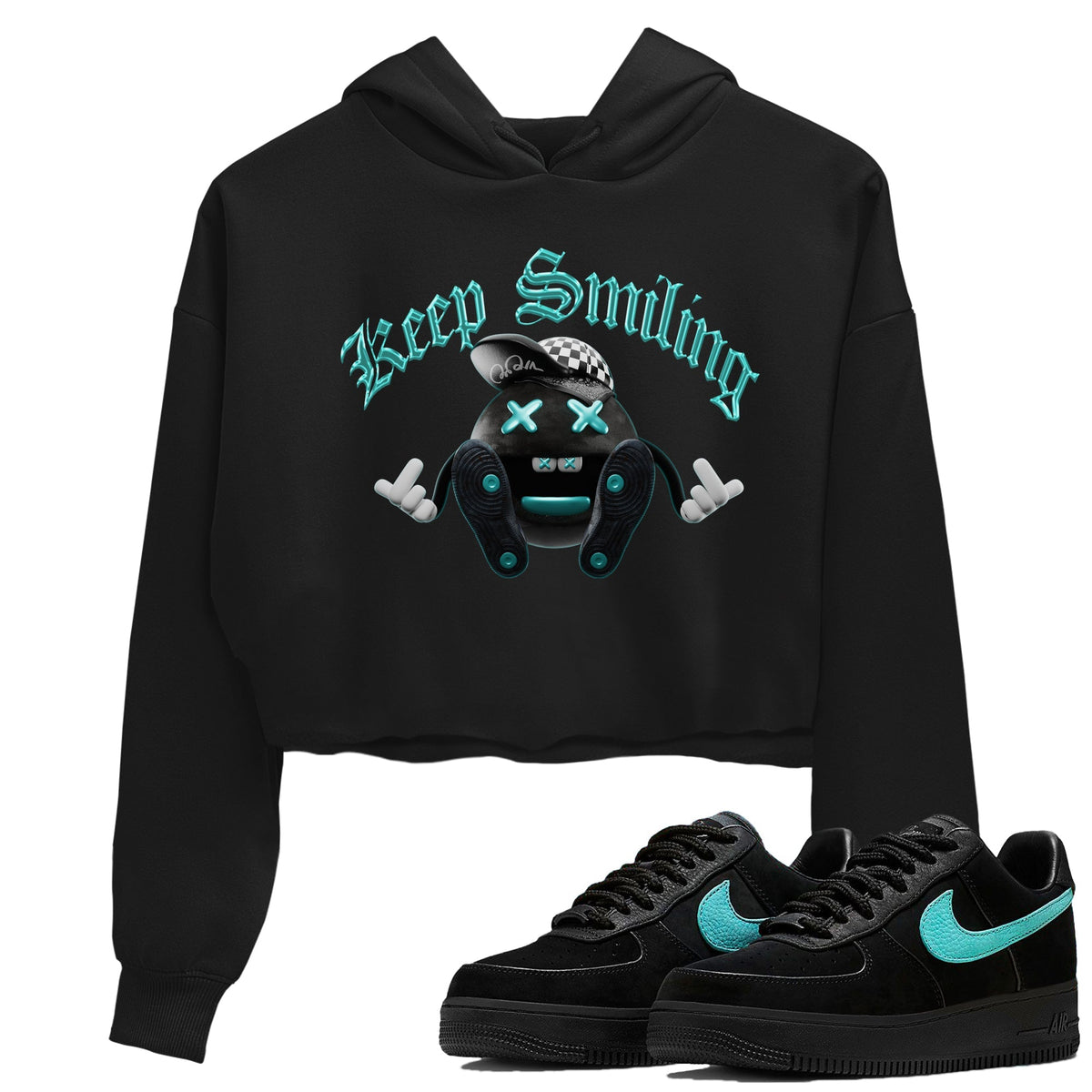 Air Force 1 Tiffany Sneaker Tees Drip Gear Zone Keep Smiling Sneaker Tees Nike Tiffany AF1Shirt Women's Shirts Black 1