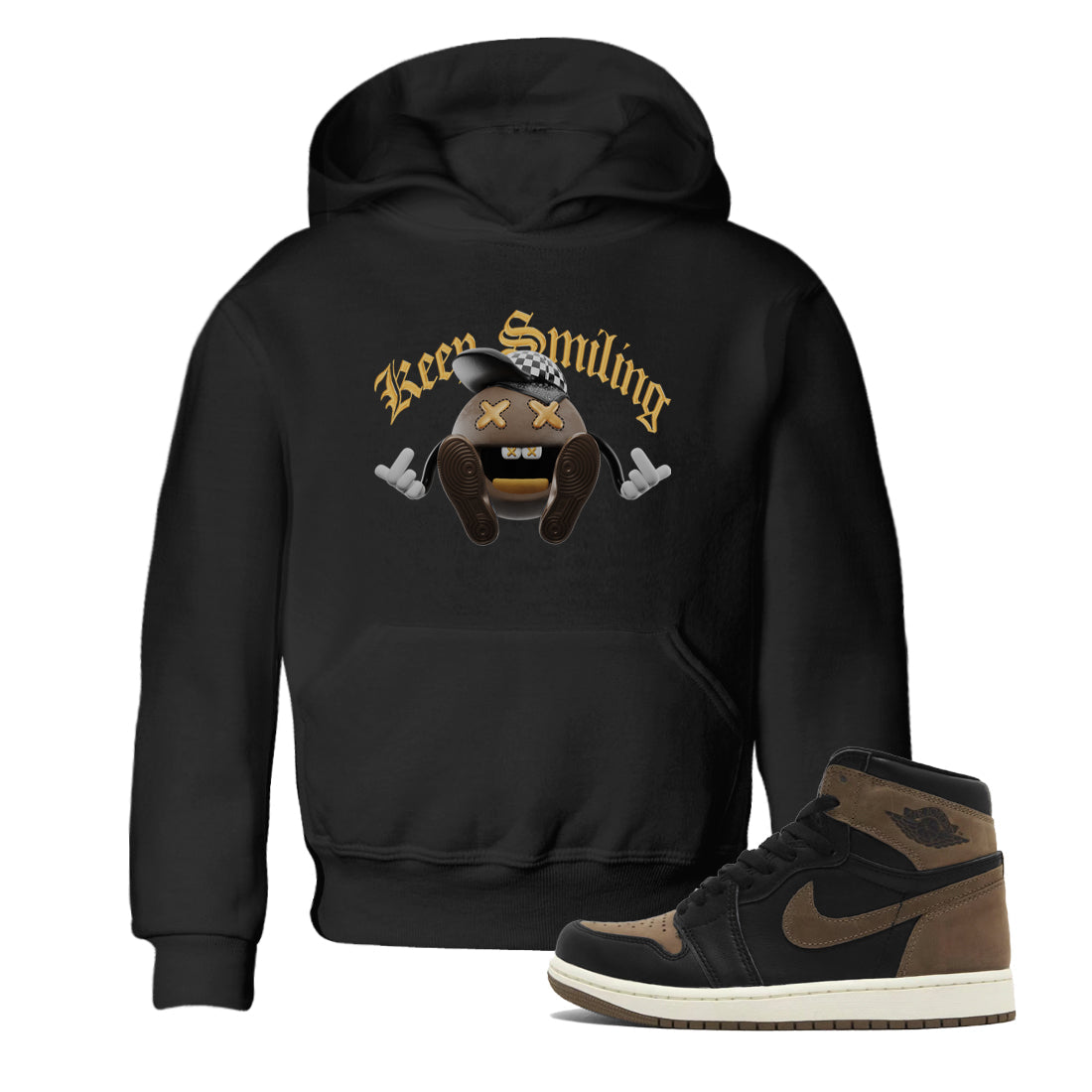 Air Jordan 1 Palomino shirt to match jordans Keep Smiling Streetwear Sneaker Shirt AJ1 High Palomino Drip Gear Zone Sneaker Matching Clothing Baby Toddler Black 1 T-Shirt