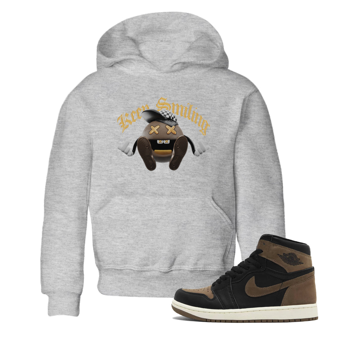 Air Jordan 1 Palomino shirt to match jordans Keep Smiling Streetwear Sneaker Shirt AJ1 High Palomino Drip Gear Zone Sneaker Matching Clothing Baby Toddler Heather Grey 1 T-Shirt