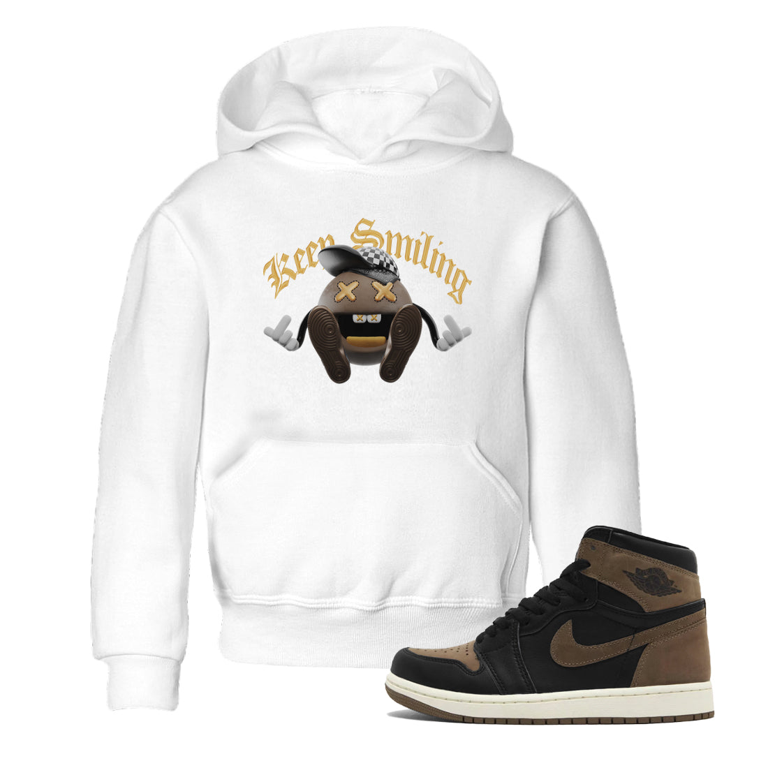 Air Jordan 1 Palomino shirt to match jordans Keep Smiling Streetwear Sneaker Shirt AJ1 High Palomino Drip Gear Zone Sneaker Matching Clothing Baby Toddler White 1 T-Shirt