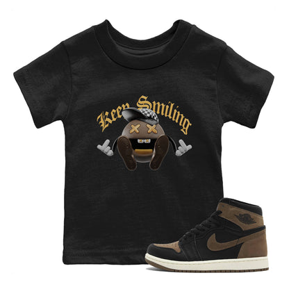 Air Jordan 1 Palomino shirt to match jordans Keep Smiling Streetwear Sneaker Shirt AJ1 High Palomino Drip Gear Zone Sneaker Matching Clothing Baby Toddler Black 1 T-Shirt