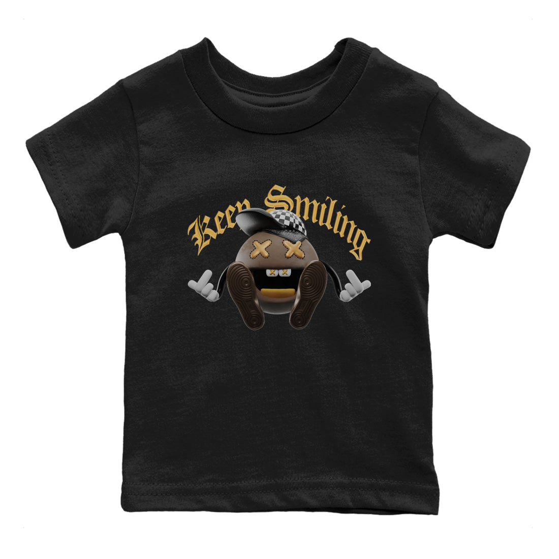 Air Jordan 1 Palomino shirt to match jordans Keep Smiling Streetwear Sneaker Shirt AJ1 High Palomino Drip Gear Zone Sneaker Matching Clothing Baby Toddler Black 2 T-Shirt