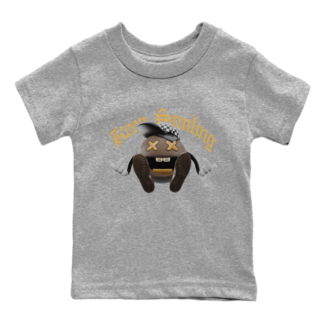 Air Jordan 1 Palomino shirt to match jordans Keep Smiling Streetwear Sneaker Shirt AJ1 High Palomino Drip Gear Zone Sneaker Matching Clothing Baby Toddler Heather Grey 2 T-Shirt