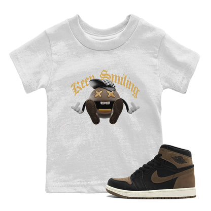 Air Jordan 1 Palomino shirt to match jordans Keep Smiling Streetwear Sneaker Shirt AJ1 High Palomino Drip Gear Zone Sneaker Matching Clothing Baby Toddler White 1 T-Shirt