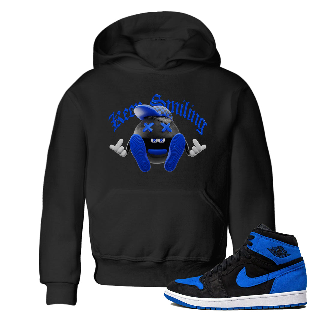 Air Jordan 1 Royal Reimagined shirt to match jordans Keep Smiling sneaker tees AJ1 OG HIGH Royal Reimagined Drip Gear Zone Kids Baby Toddler sneaker shirts Black 1 T-Shirt